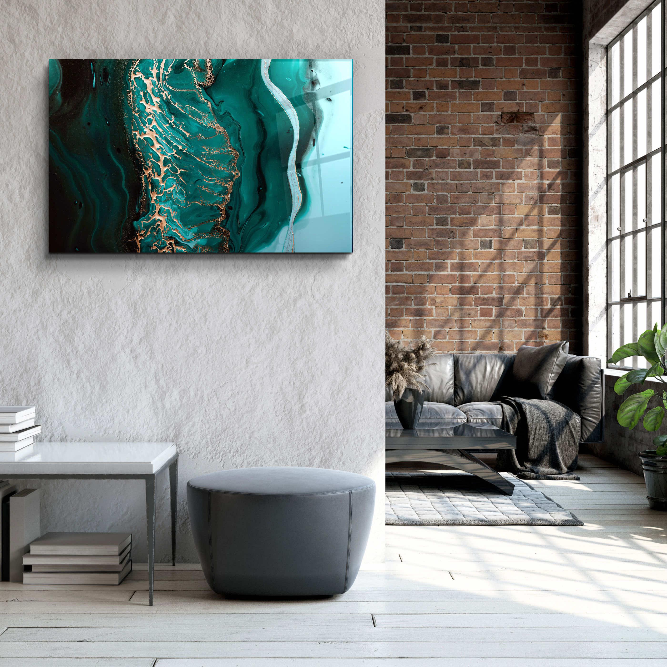 Marble Collection H26 - Ocean | Glass Wall Art