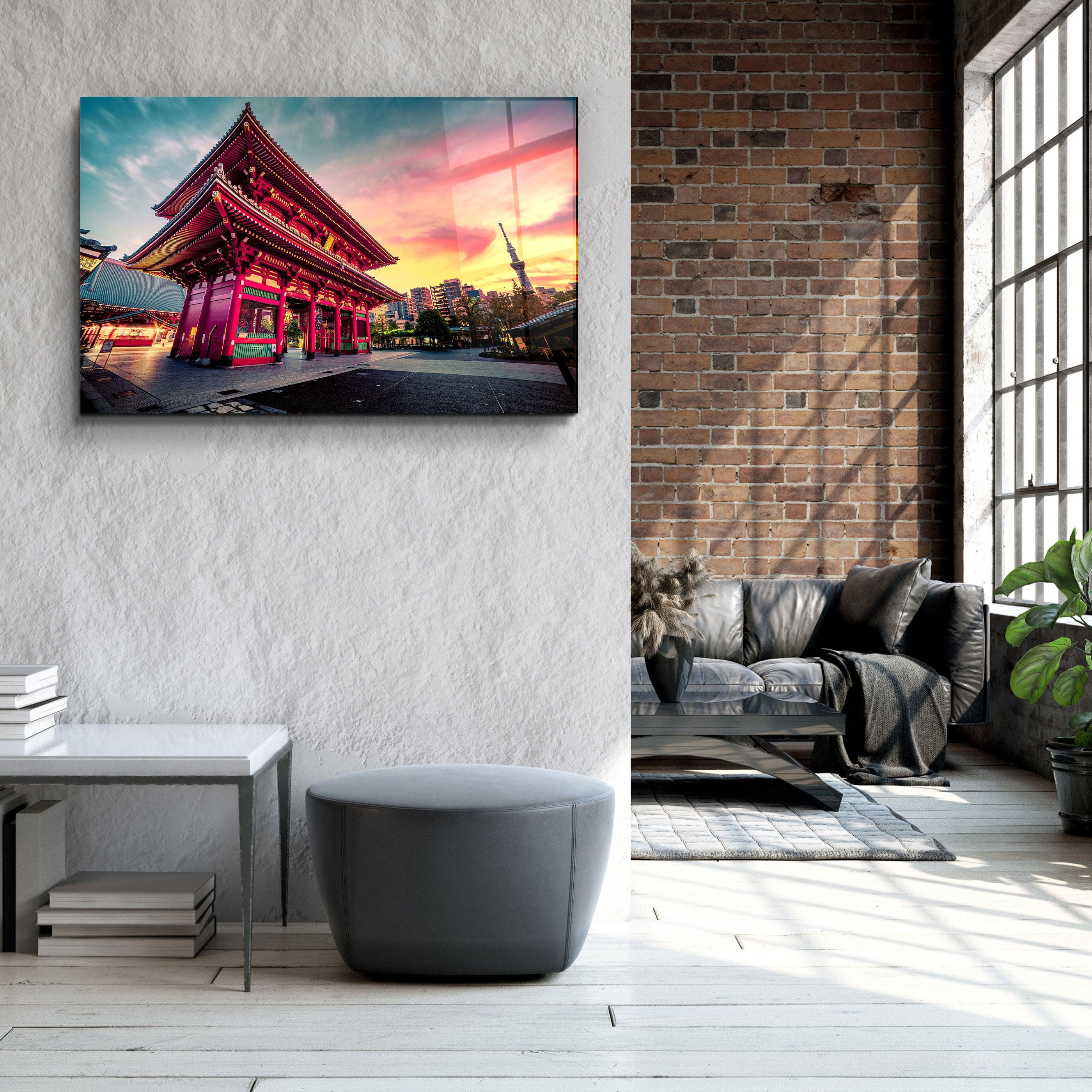 ・"Sensoju Temple with dramatic sky - Tokyo"・Glass Wall Art