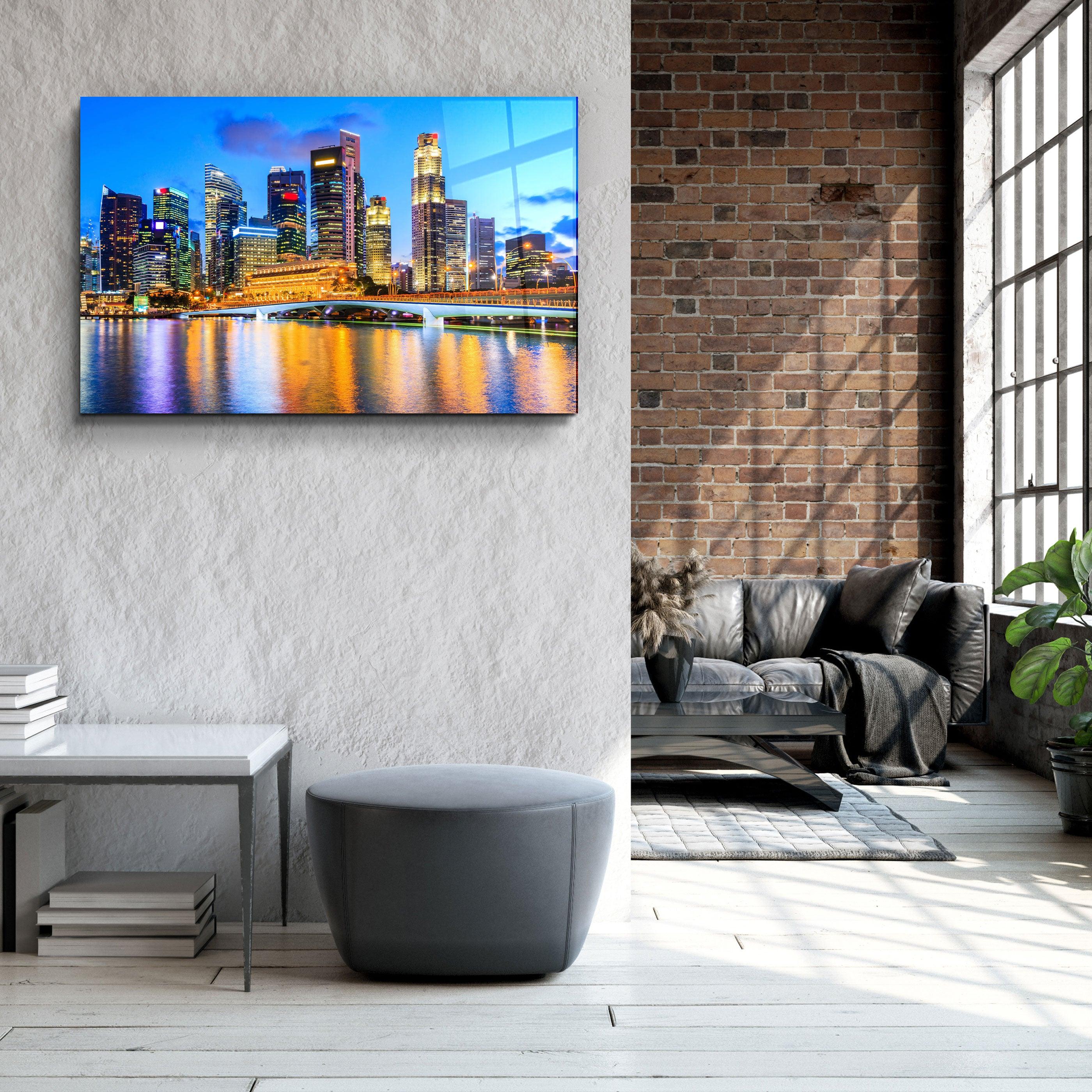 ・"Singapore city skyline"・Glass Wall Art