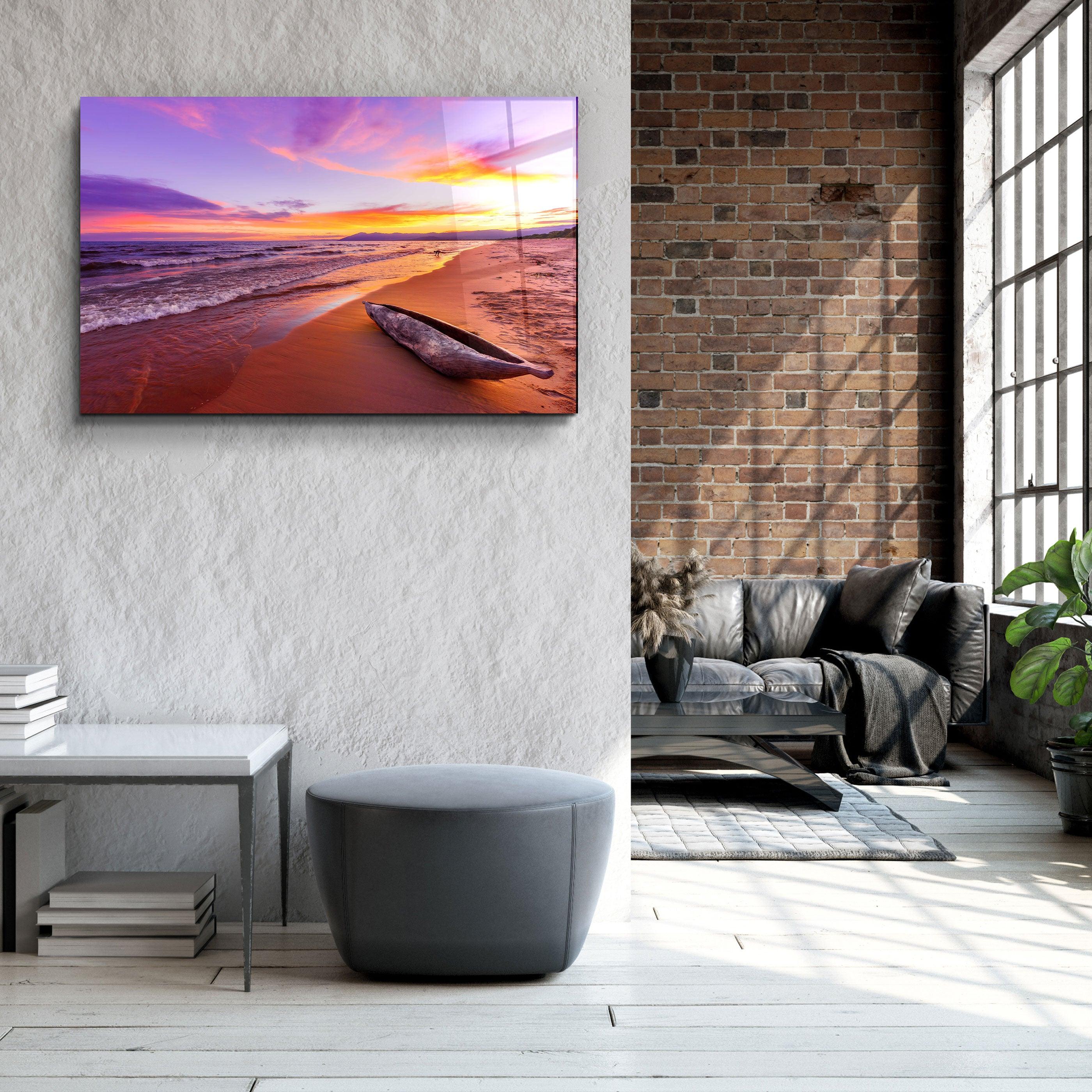 ・"Lake Malawi sunset in Kande beach Africa"・Glass Wall Art