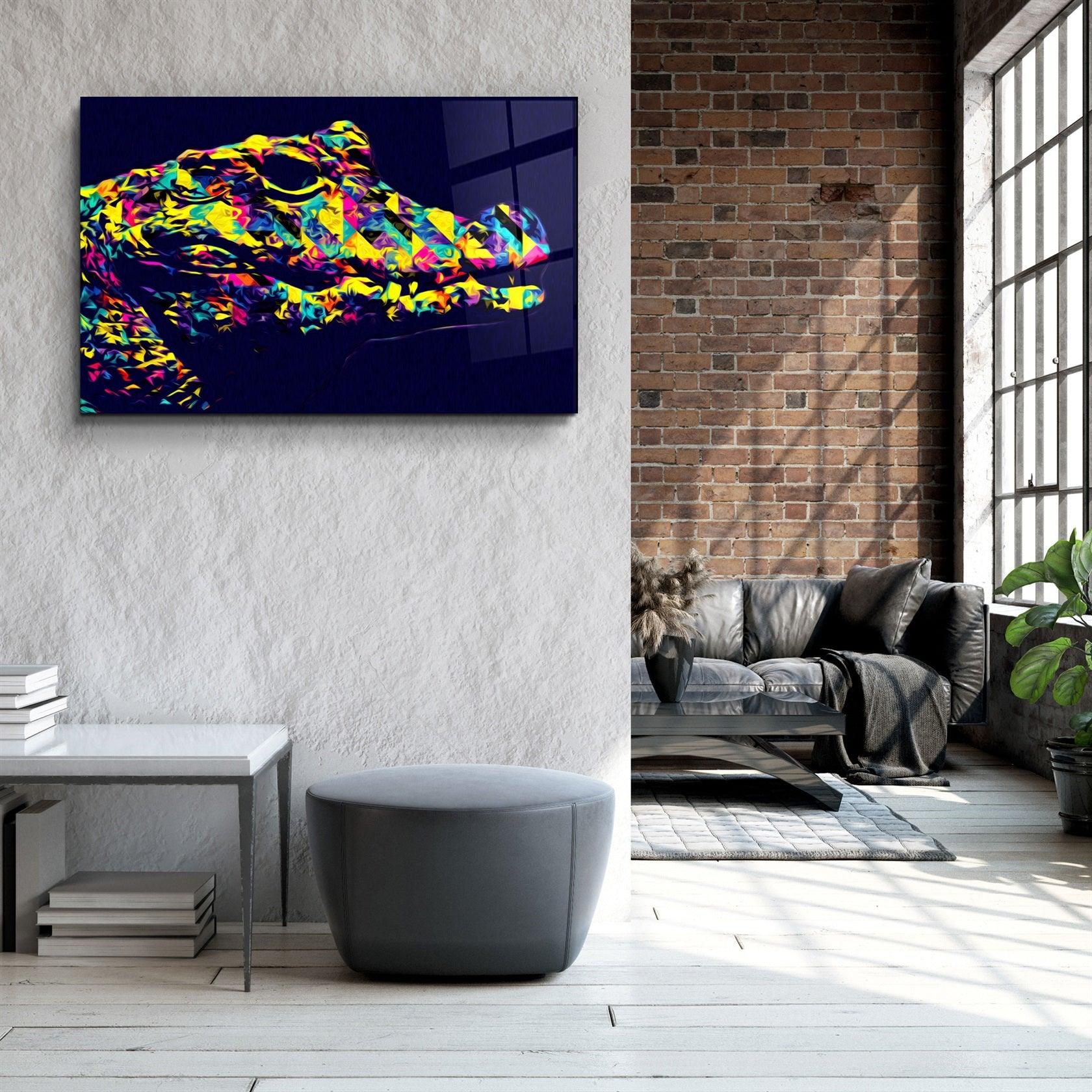 ・"Colormix Crocodile"・Glass Wall Art