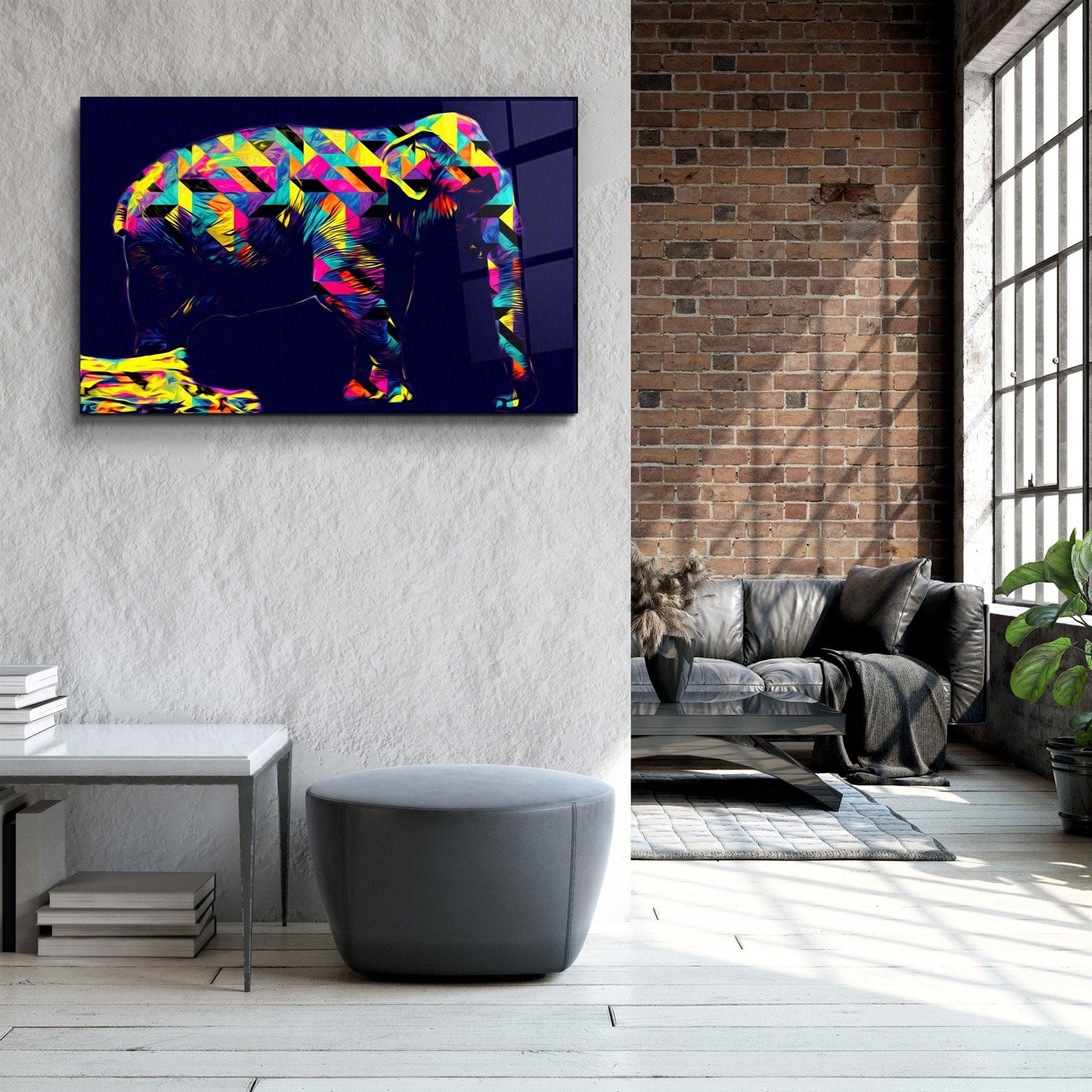 ・"Colormix Elephant"・Glass Wall Art