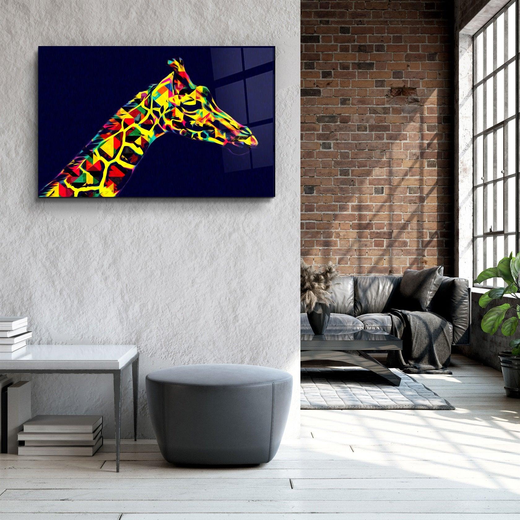 ・"Colormix Giraffe"・Glass Wall Art