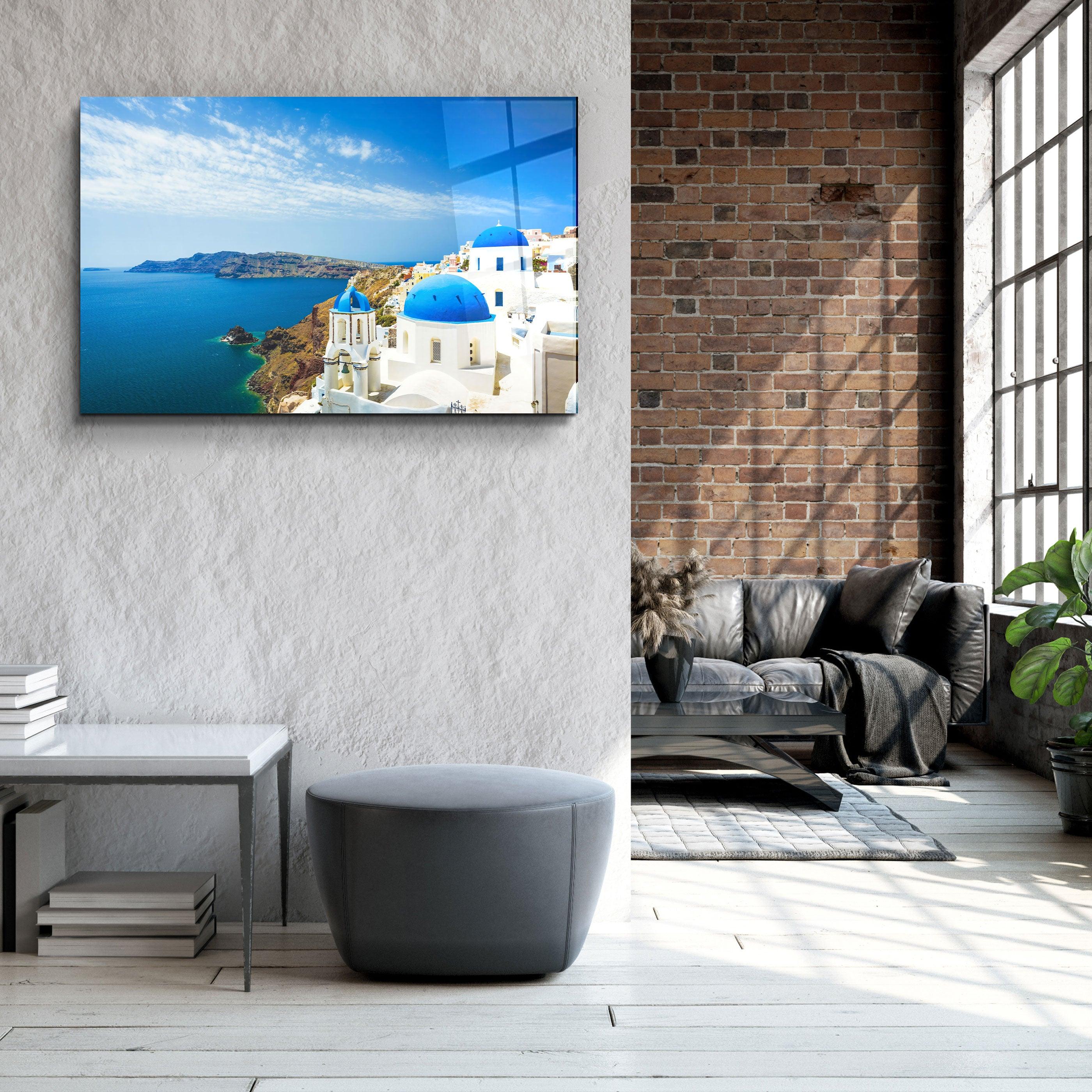 ・"Thera From Santorini"・Glass Wall Art
