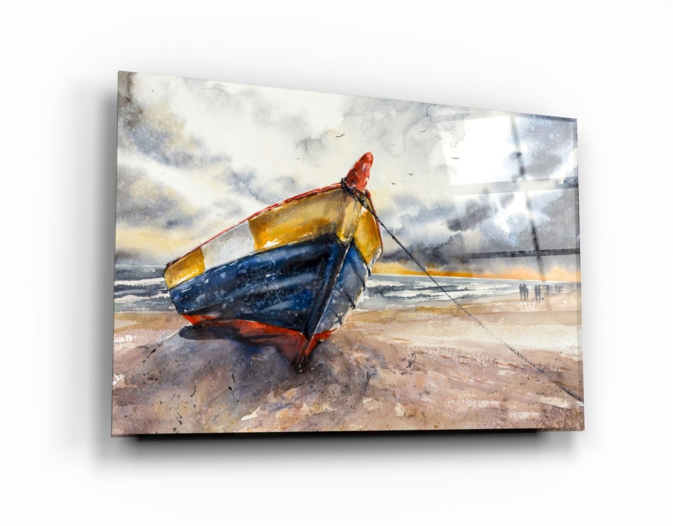 ・"Boat On the Beach"・Glass Wall Art
