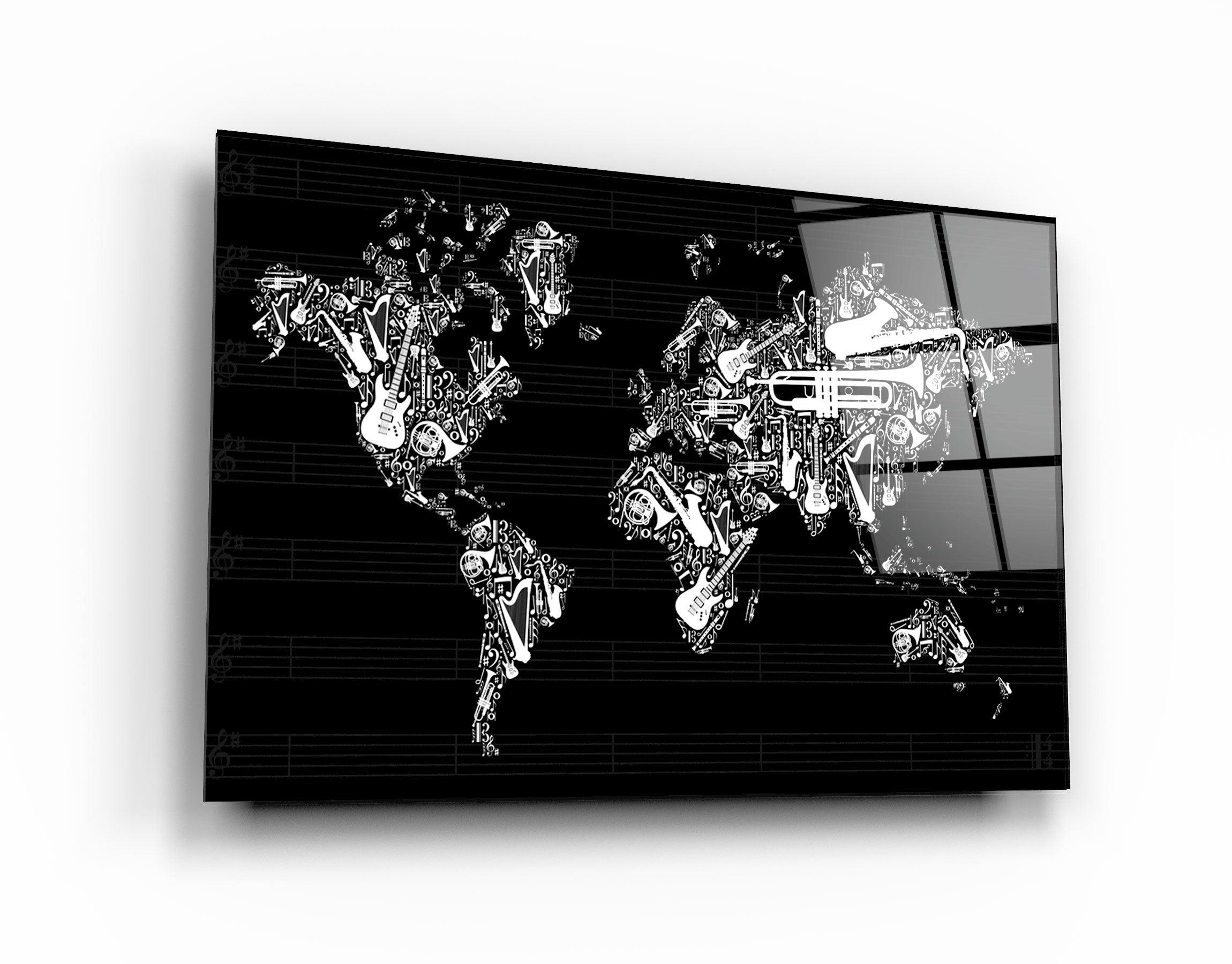 ・"Music World Map"・Glass Wall Art - ArtDesigna Glass Printing Wall Art