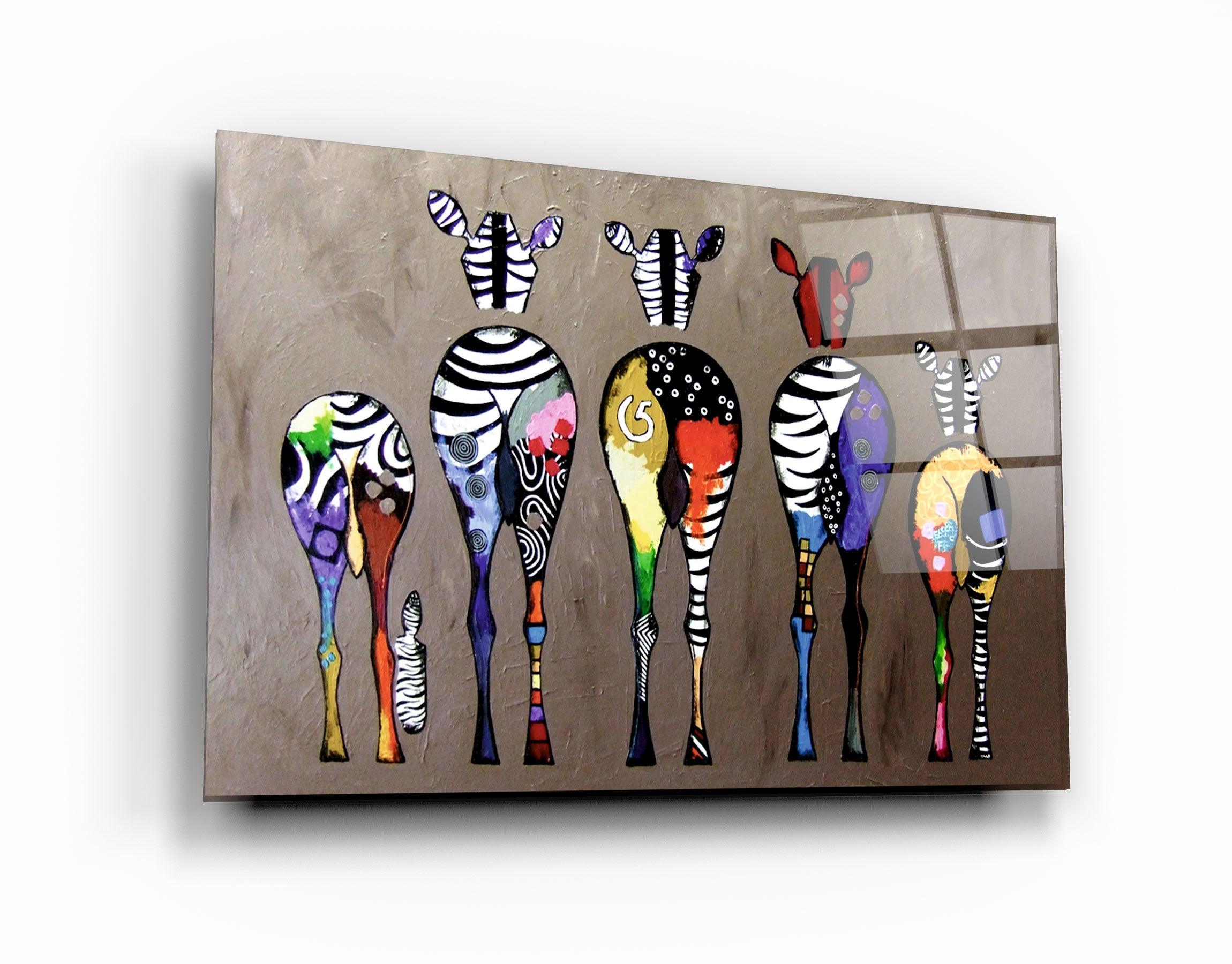 ・"Colorful Zebra Family"・Glass Wall Art - ArtDesigna Glass Printing Wall Art