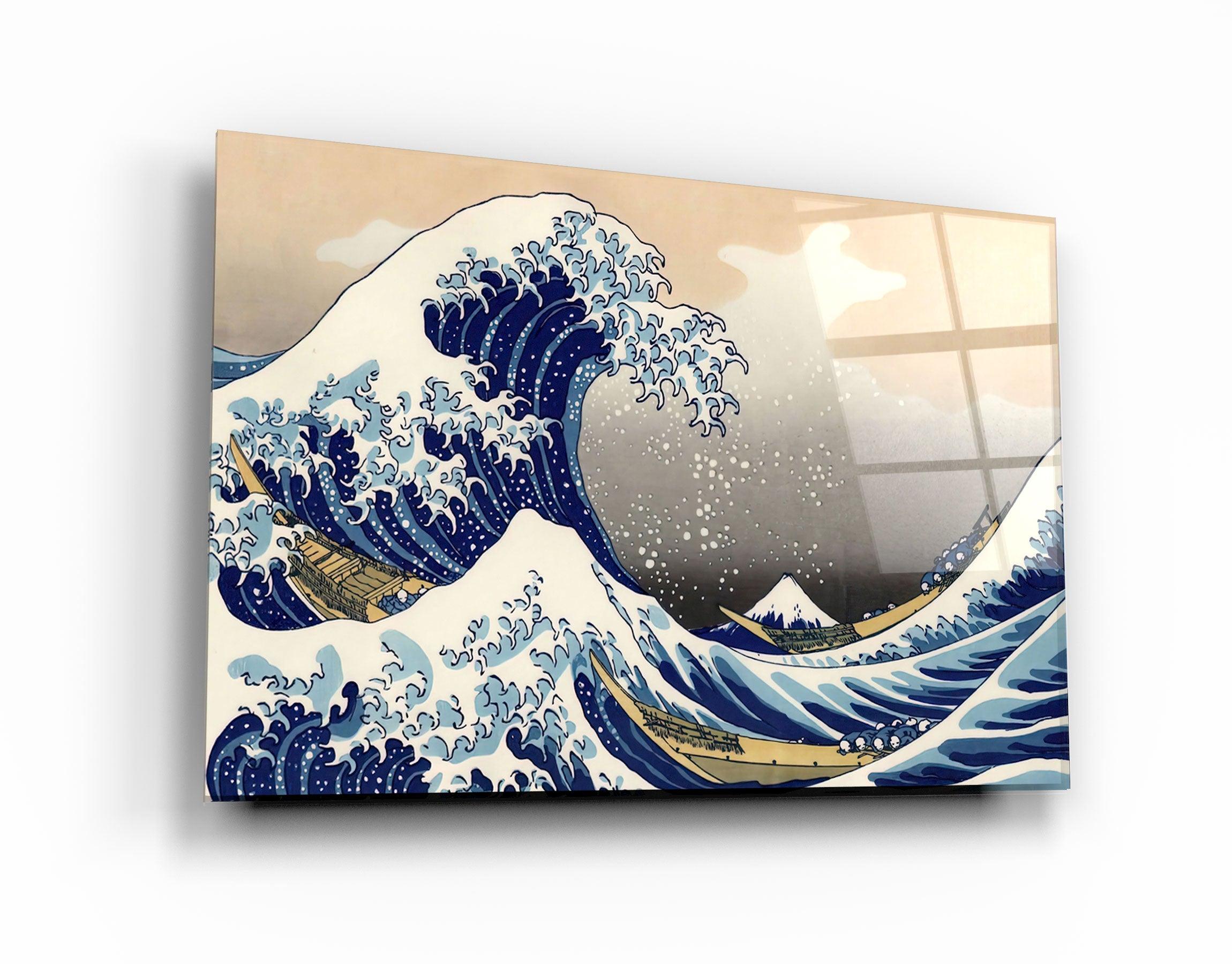 ・"The Great Wave off Kanagawa (1829) by Hokusai"・Glass Wall Art - ArtDesigna Glass Printing Wall Art