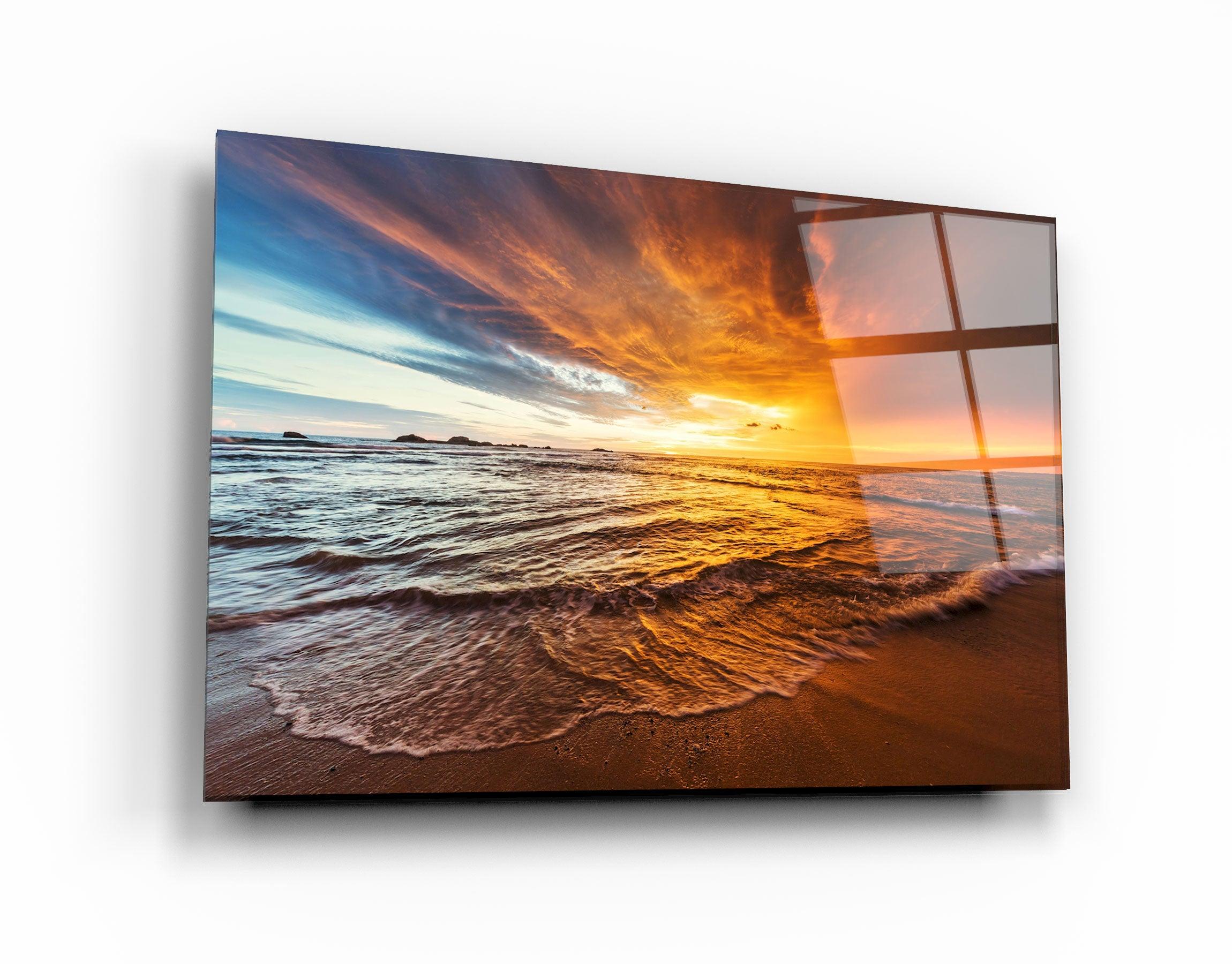 ・"Endless Ocean Wtih Sunset"・Glass Wall Art