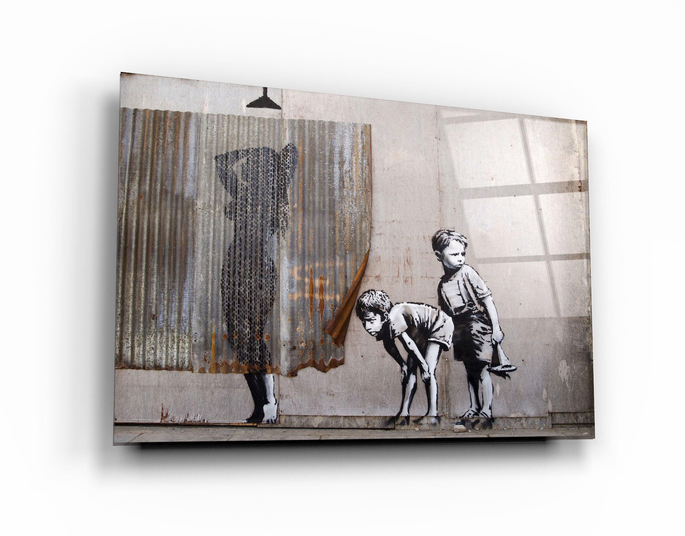 "Banksy - Spying Boyz"・Glass Wall Art