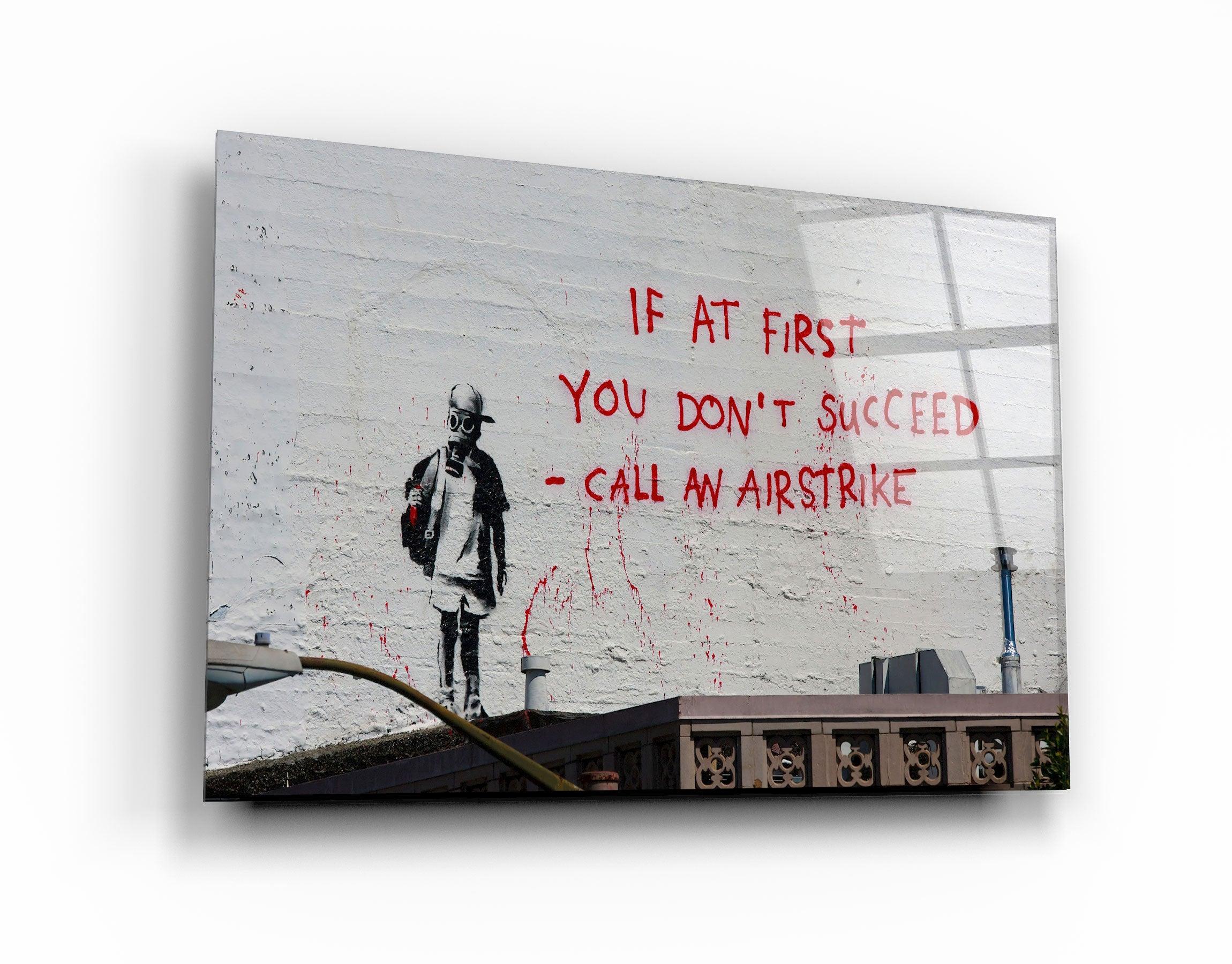 "Banksy - Call an Airstrike"・Glass Wall Art