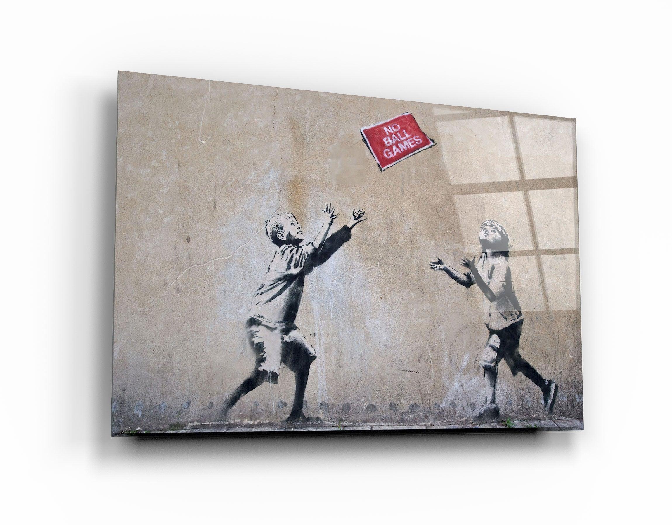 "Banksy - No Ball Games"・Glass Wall Art