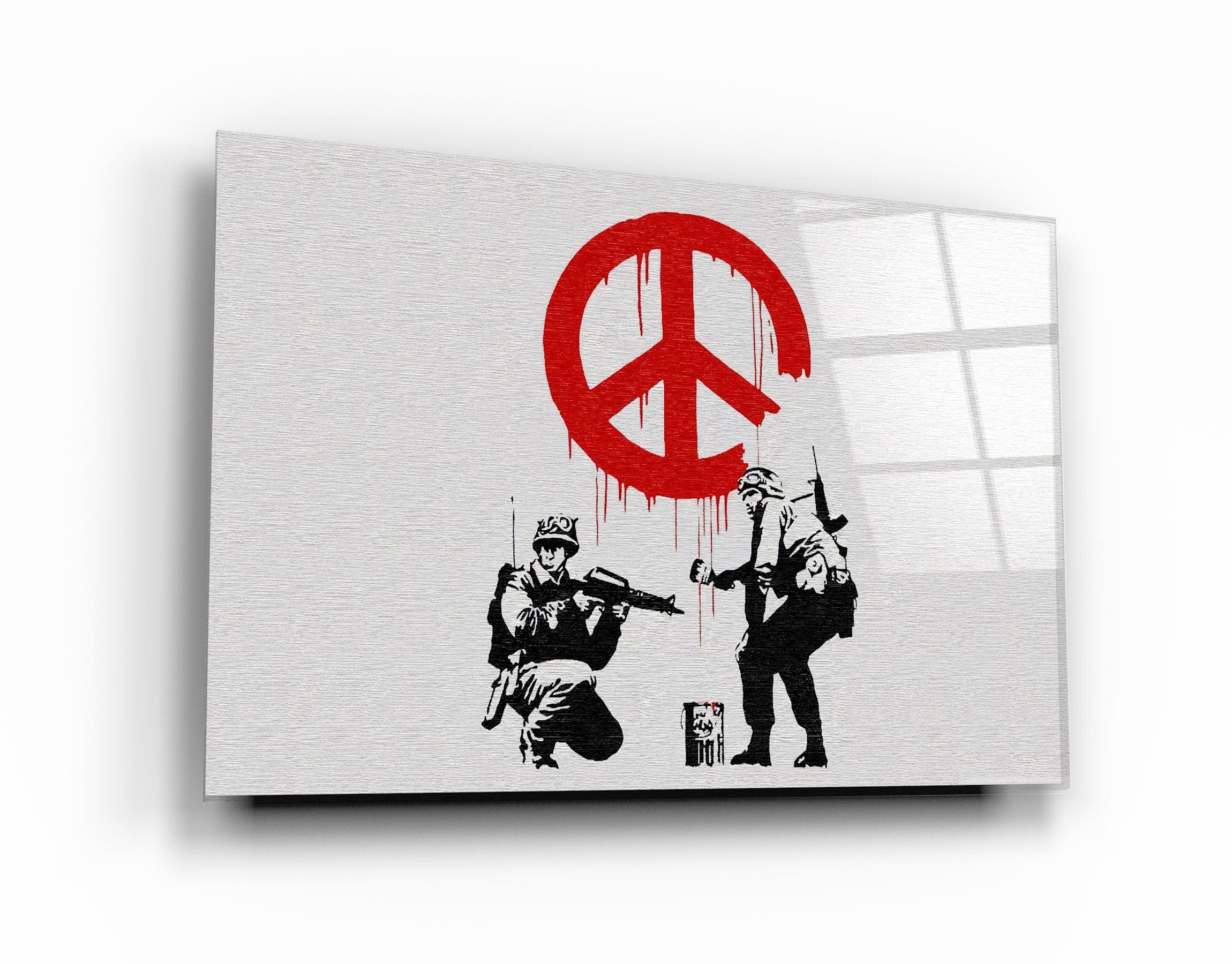 "Banksy - Anti-War"・Glass Wall Art