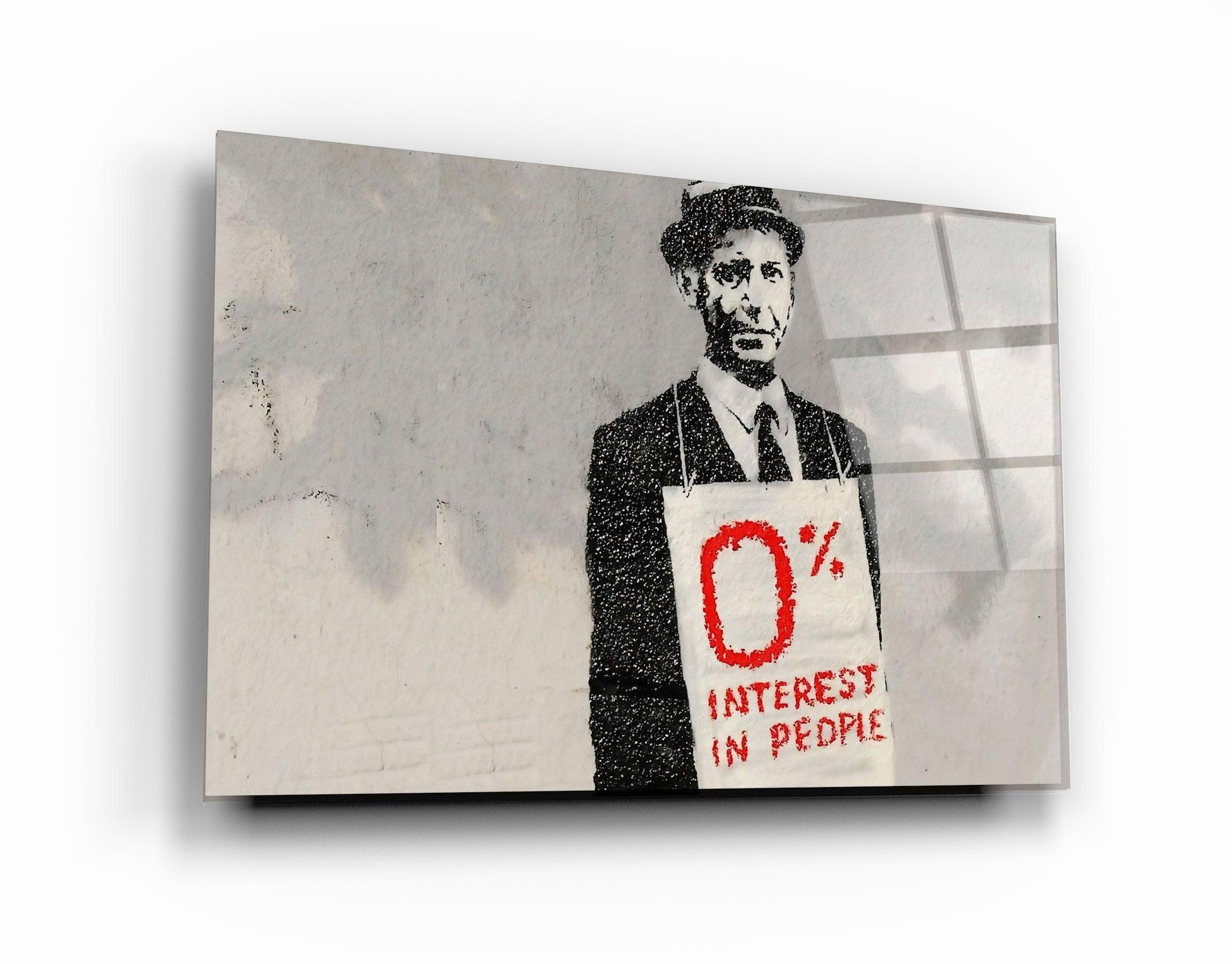 "Banksy - Zero Percent Interest"・Glass Wall Art