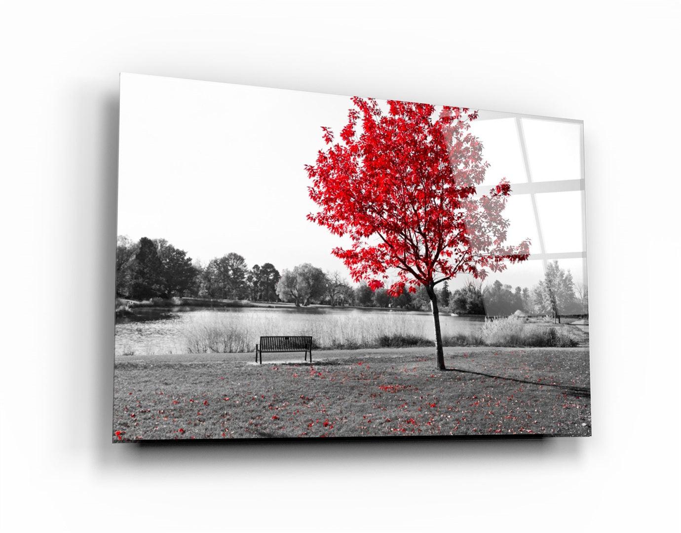 ・"Red Fall"・Glass Wall Art