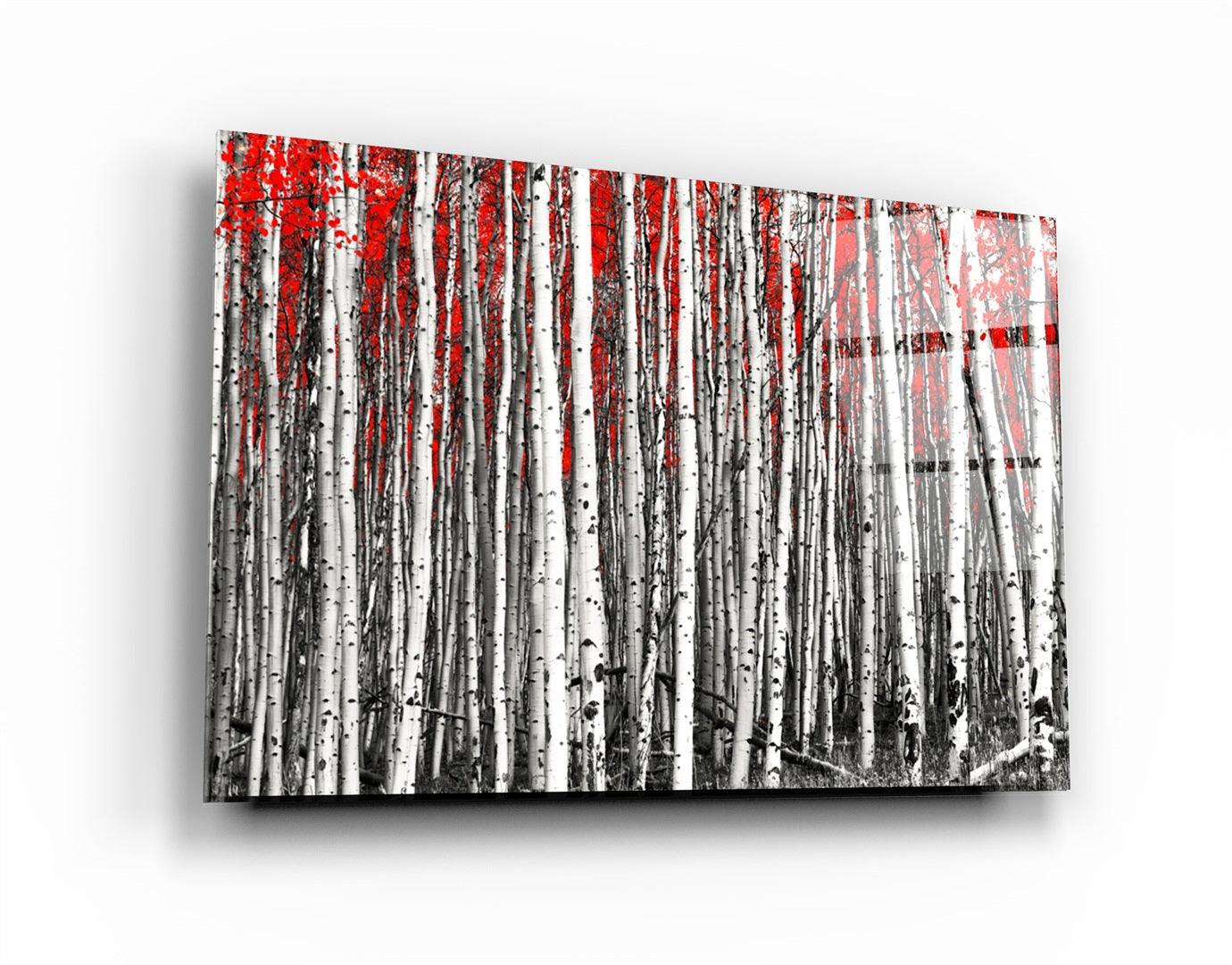 ・"Red Forest"・Glass Wall Art