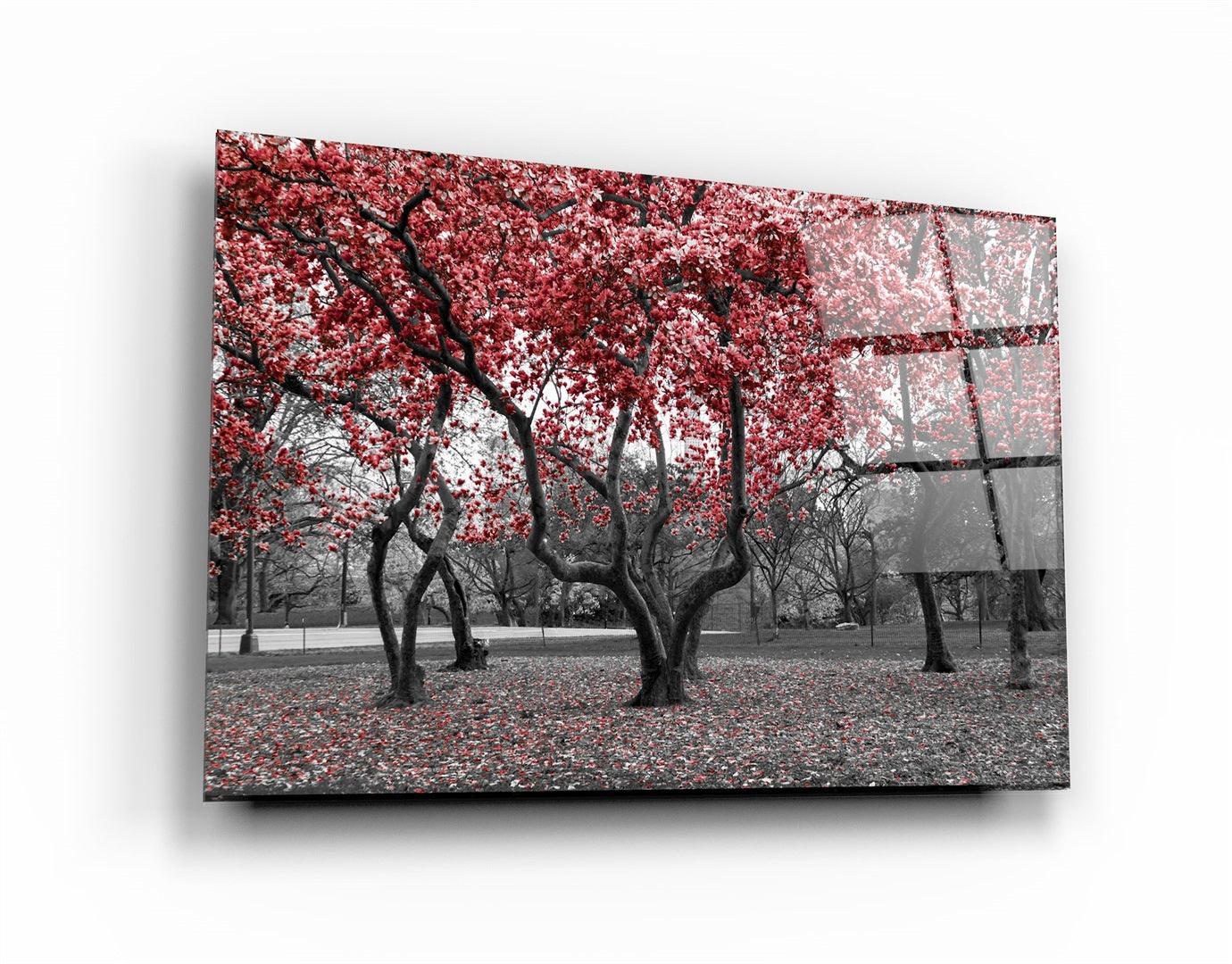 ・"Red Tree 2"・Glass Wall Art