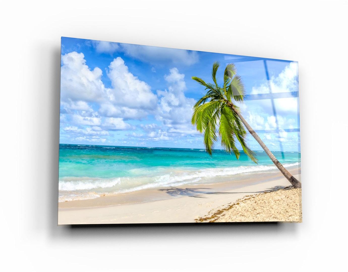 ・"Palm Tree & Beach"・Glass Wall Art