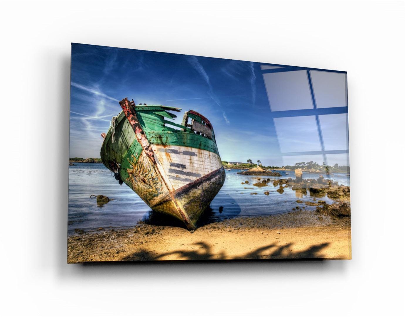 ・"Shipwreck"・Glass Wall Art