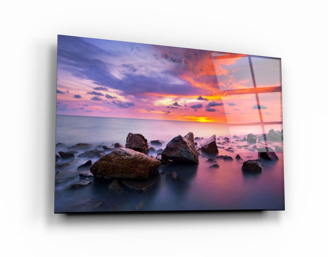 ・"Sunset at Sea"・Glass Wall Art