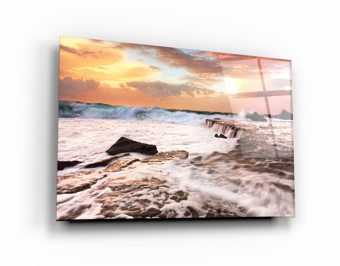 ・"Raging Waves"・Glass Wall Art