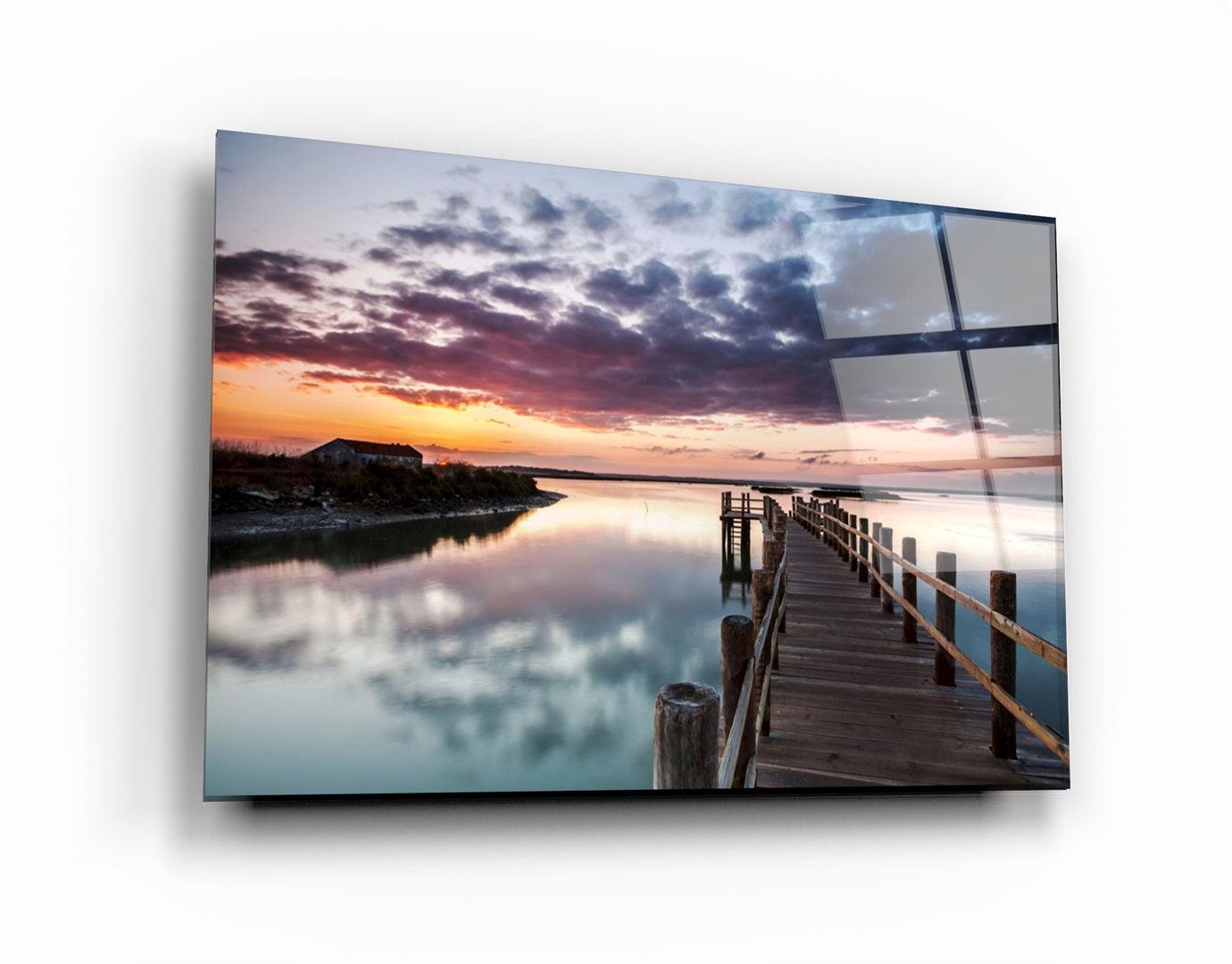 ・"Sunset on the Beach"・Glass Wall Art