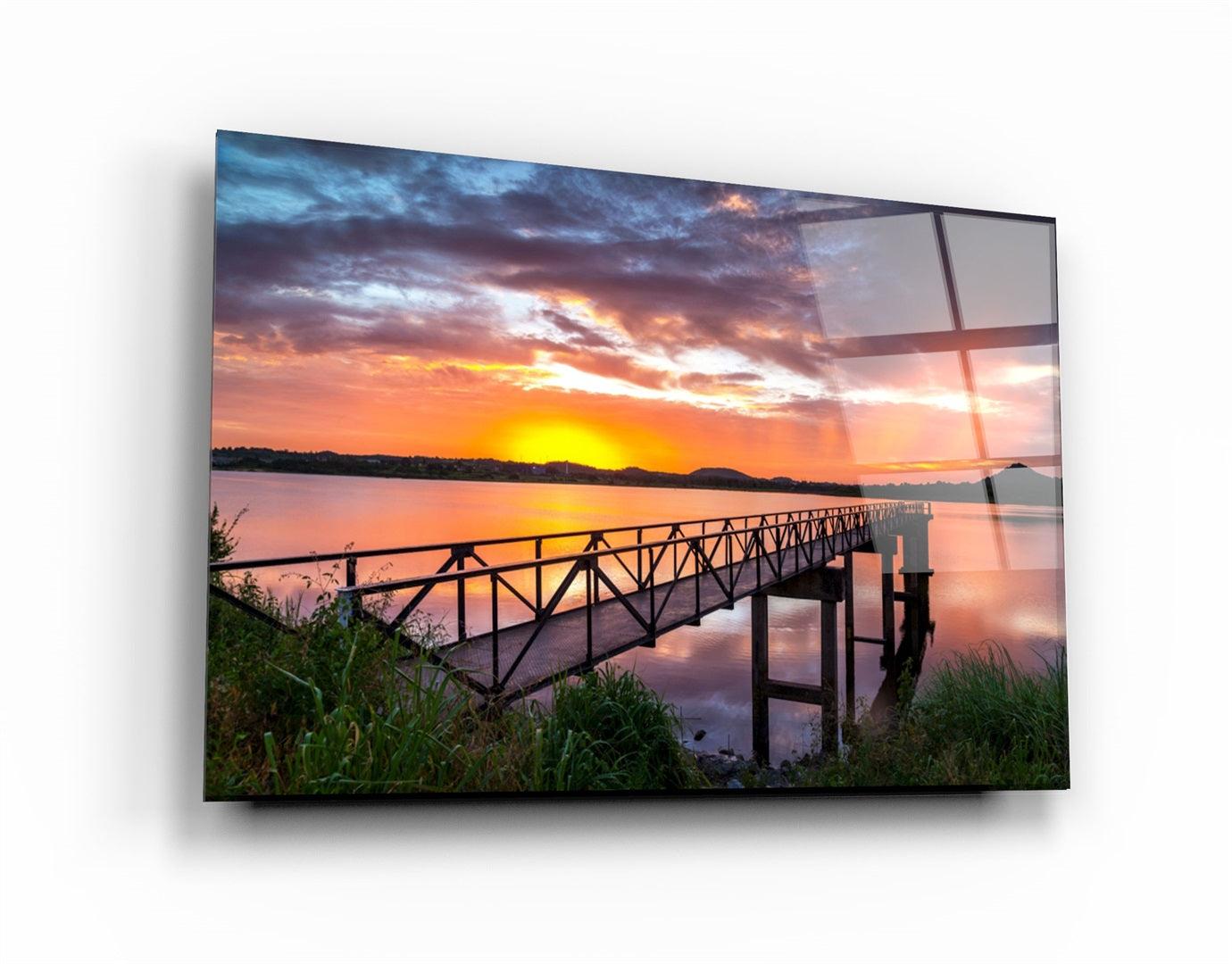 ・"Sunset on the Beach"・Glass Wall Art
