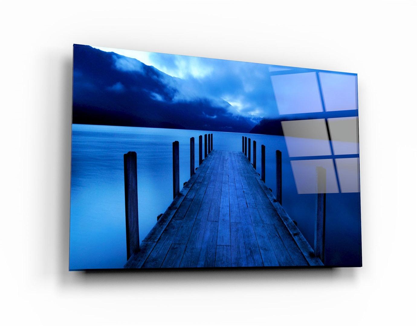 ・"Blue Dock"・Glass Wall Art