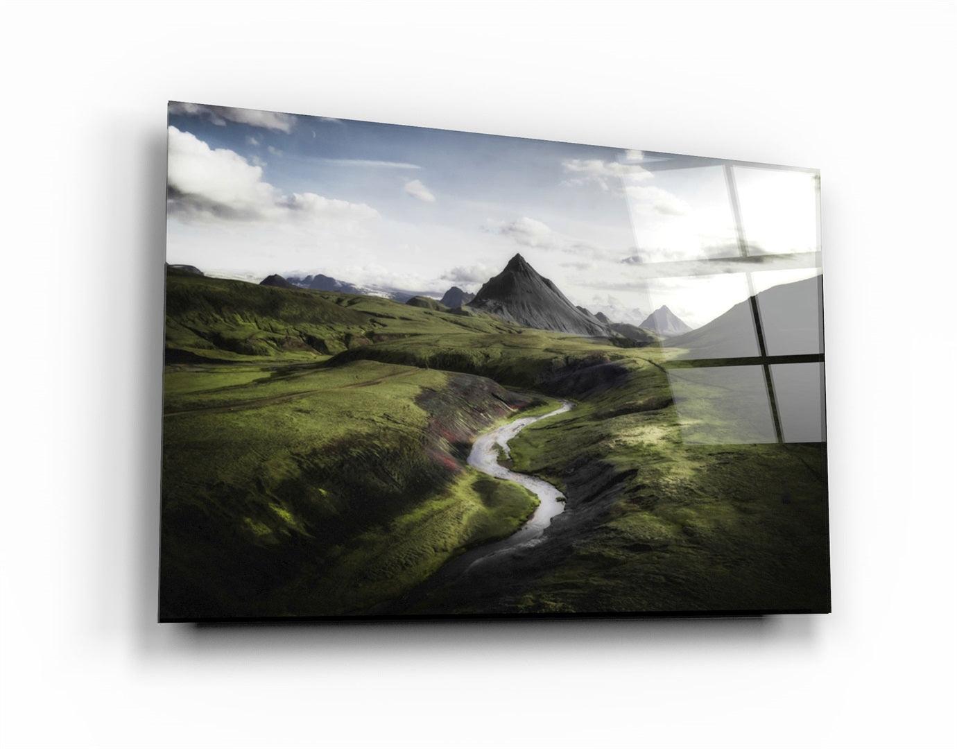 ・"Green Valley"・Glass Wall Art