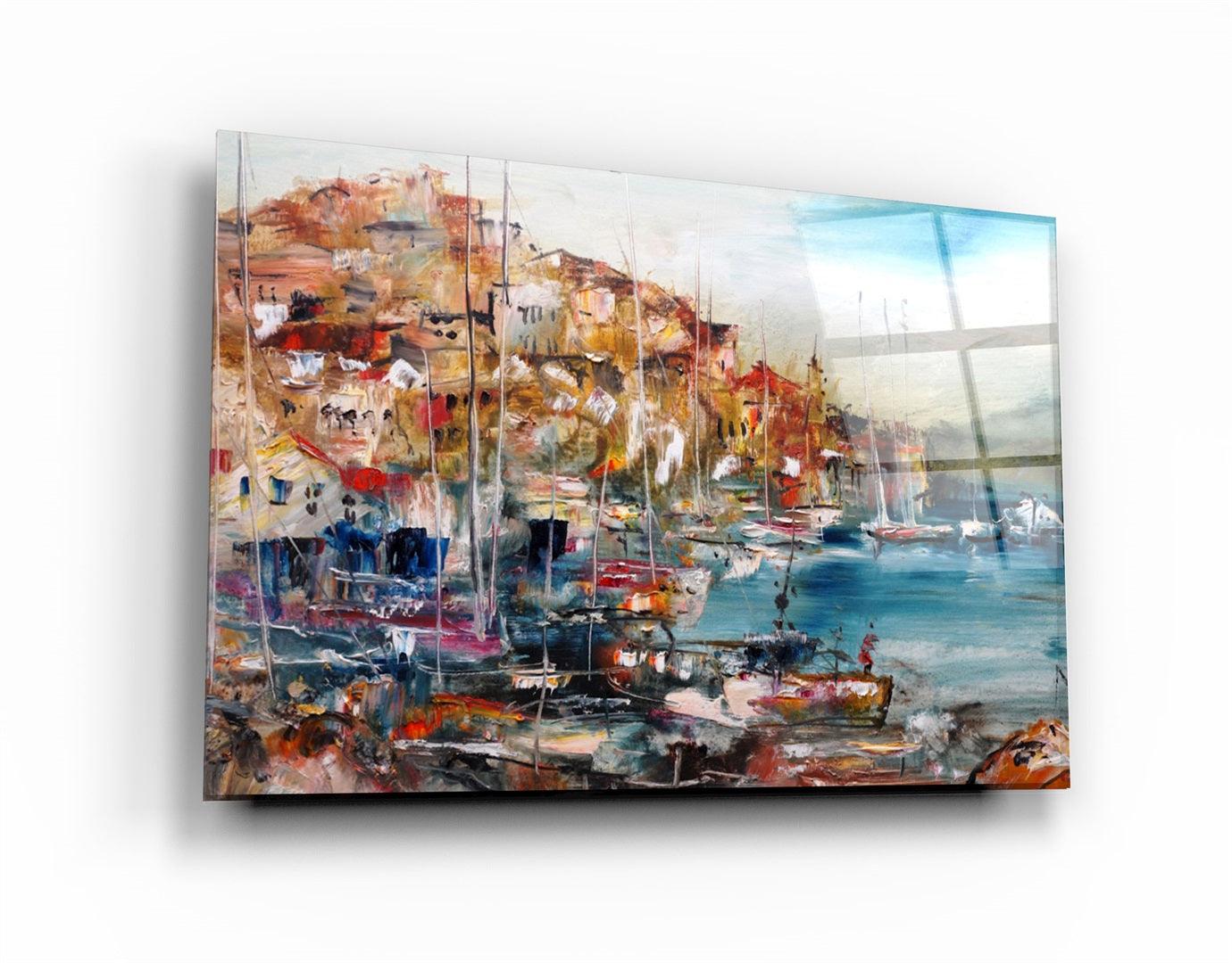 ・"Coastal Town"・Glass Wall Art