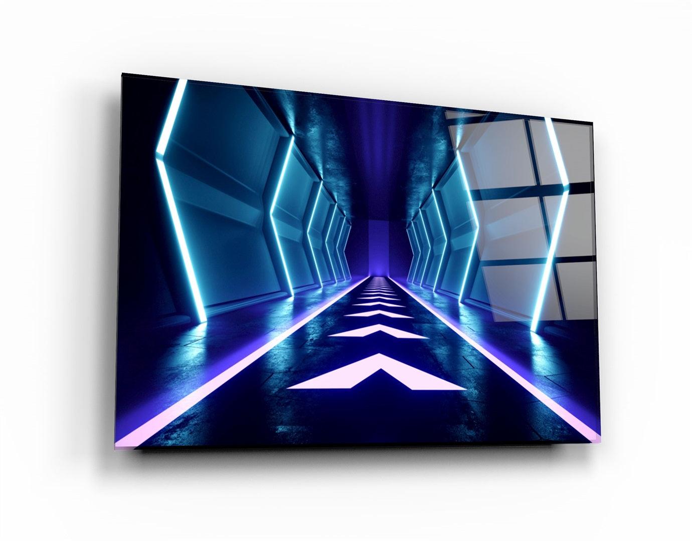 ・"Neon Spacecraft"・Glass Wall Art