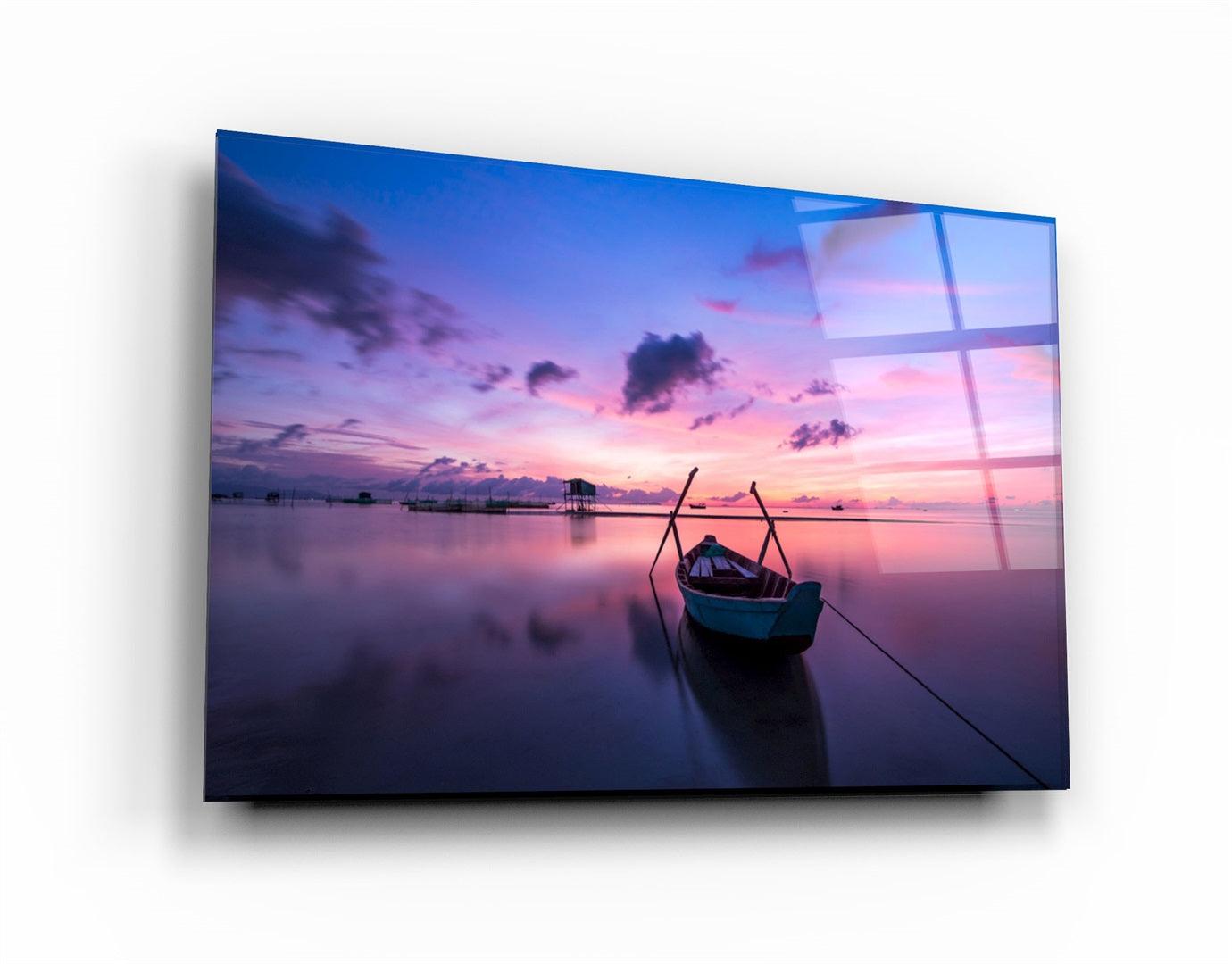 ・"Blue Boat"・Glass Wall Art