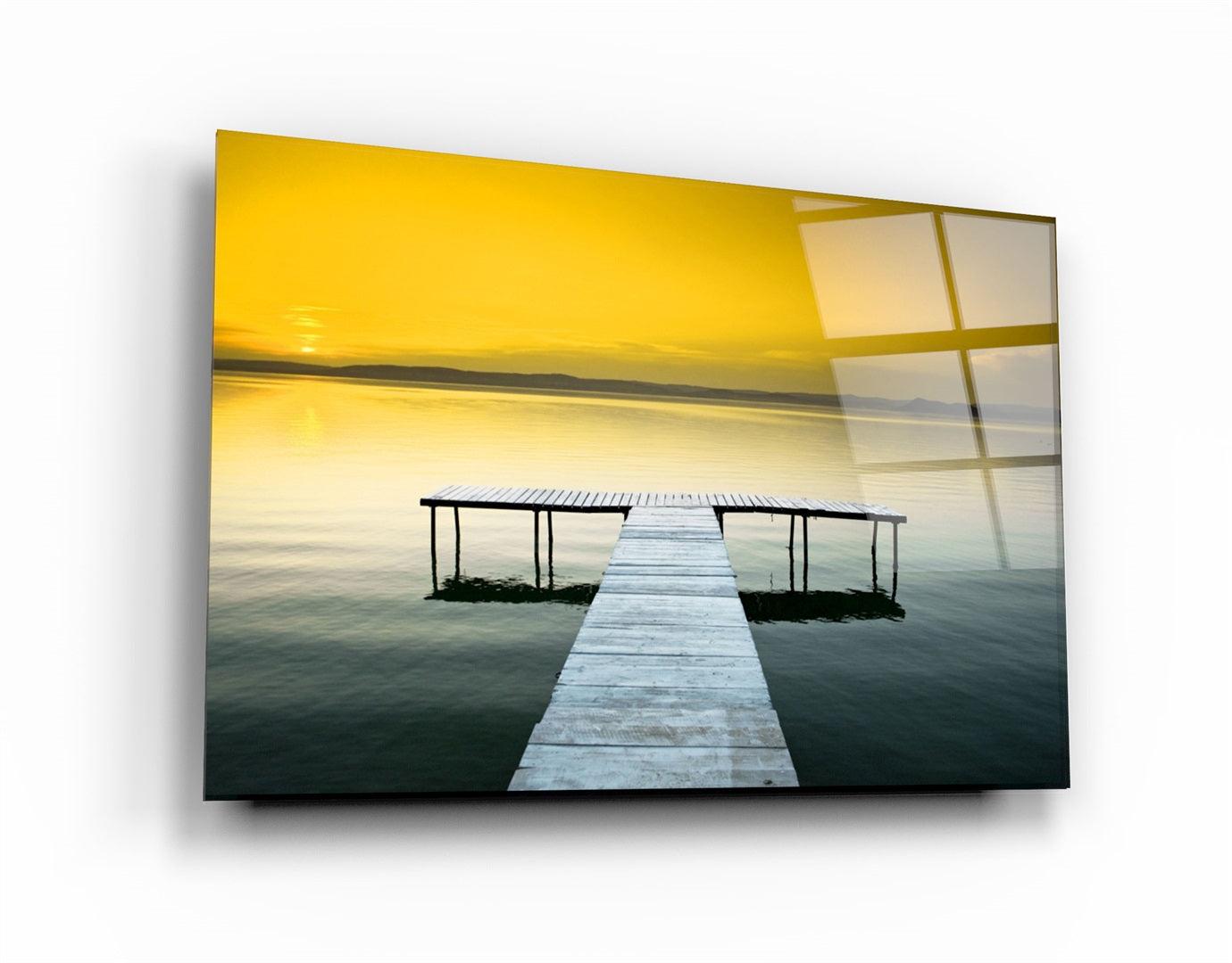 ・"Sunset on the Pier"・Glass Wall Art