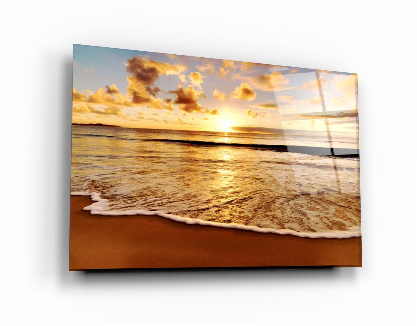 ・"Ocean and Sunset V2"・Glass Wall Art