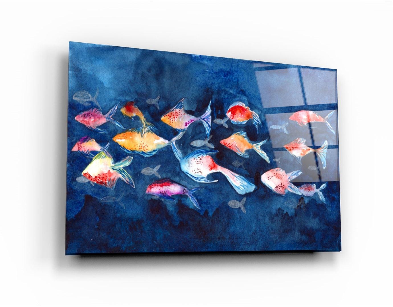 ・"School of Fish"・Glass Wall Art