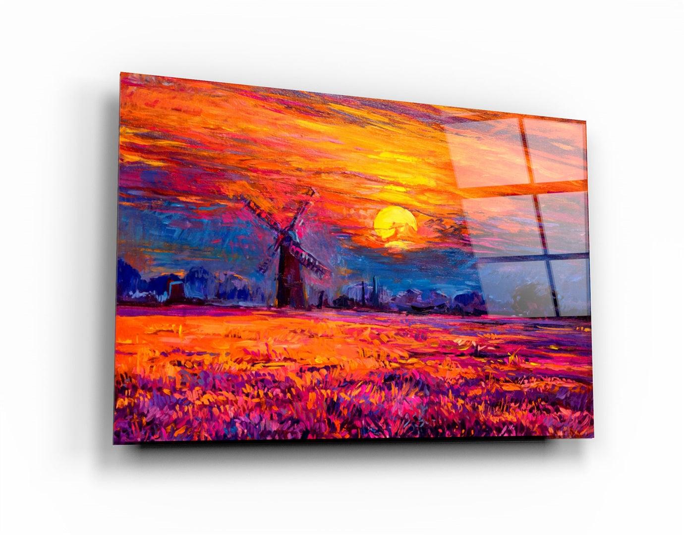 ・"Windmill and Sun"・Glass Wall Art
