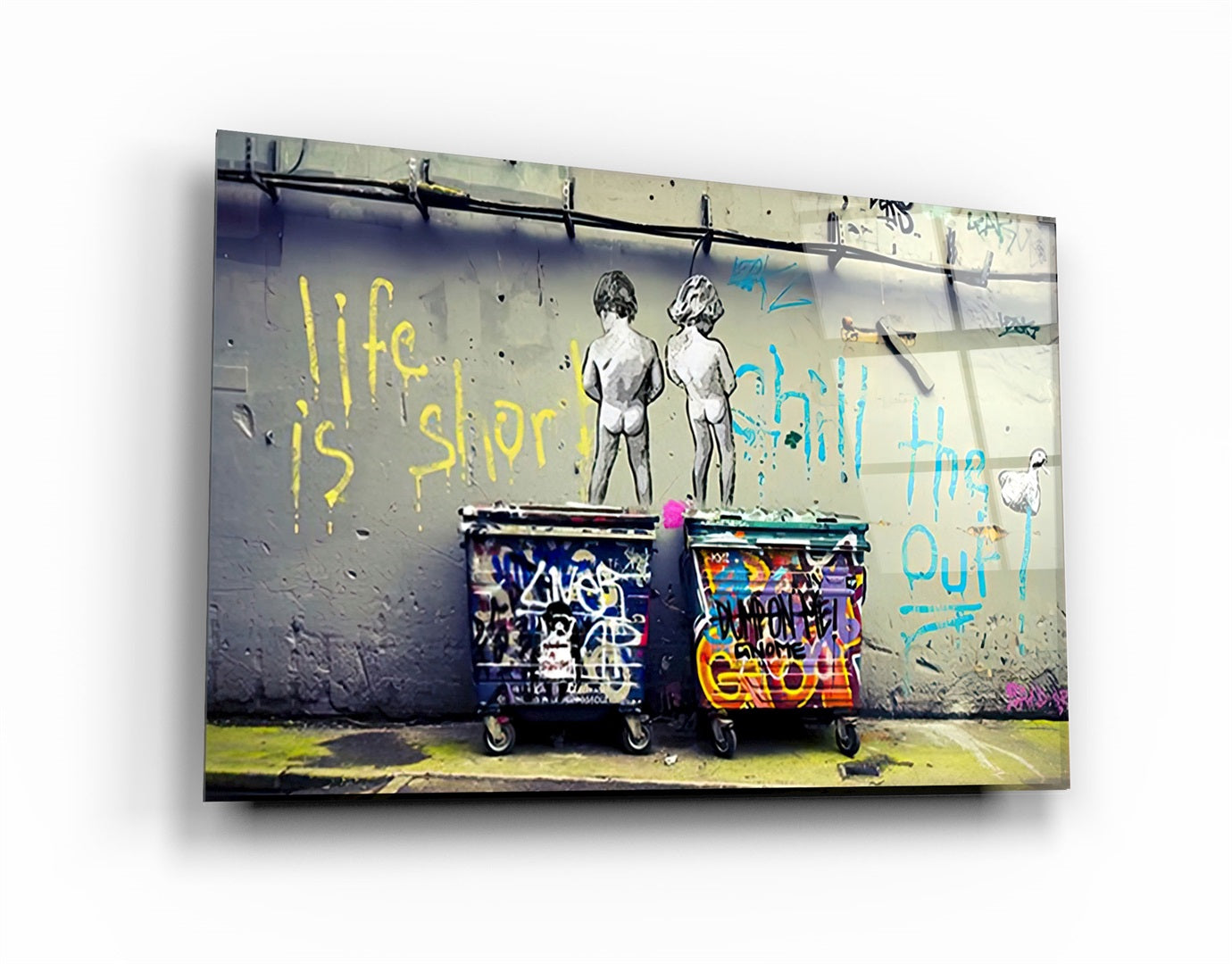 Banksy Life is Short Glass Wall Art