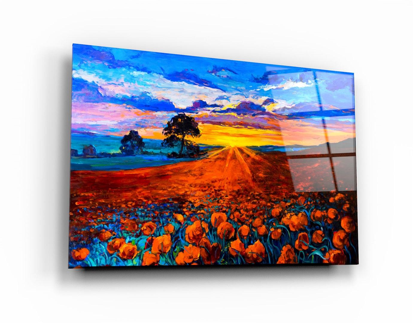 ・"Oil Sunset"・Glass Wall Art