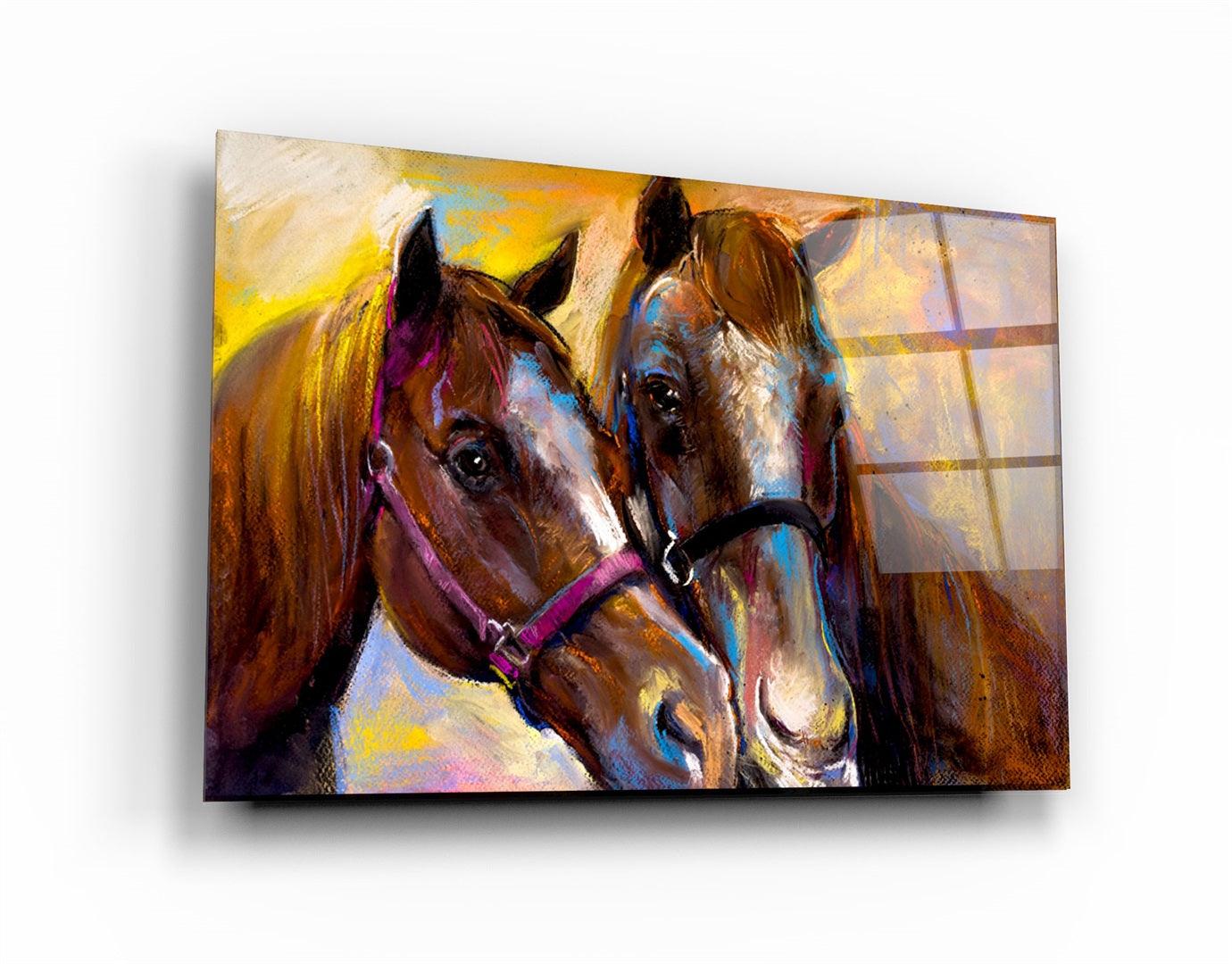 ・"Horse Love V2"・Glass Wall Art