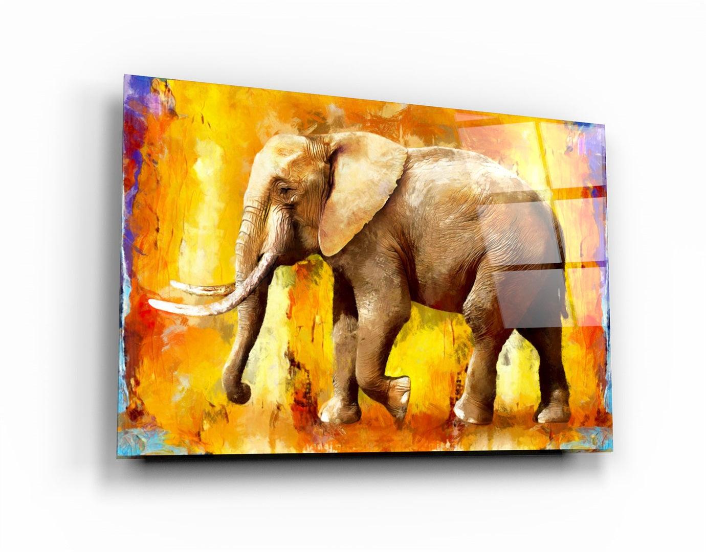 ・"Elephant Yellow"・Glass Wall Art