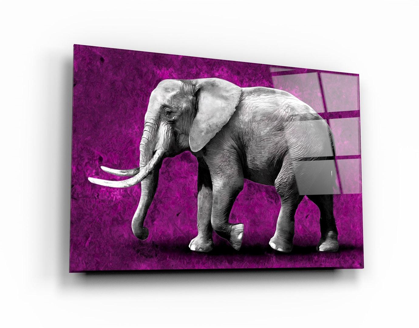 ・"Elephant Purple"・Glass Wall Art