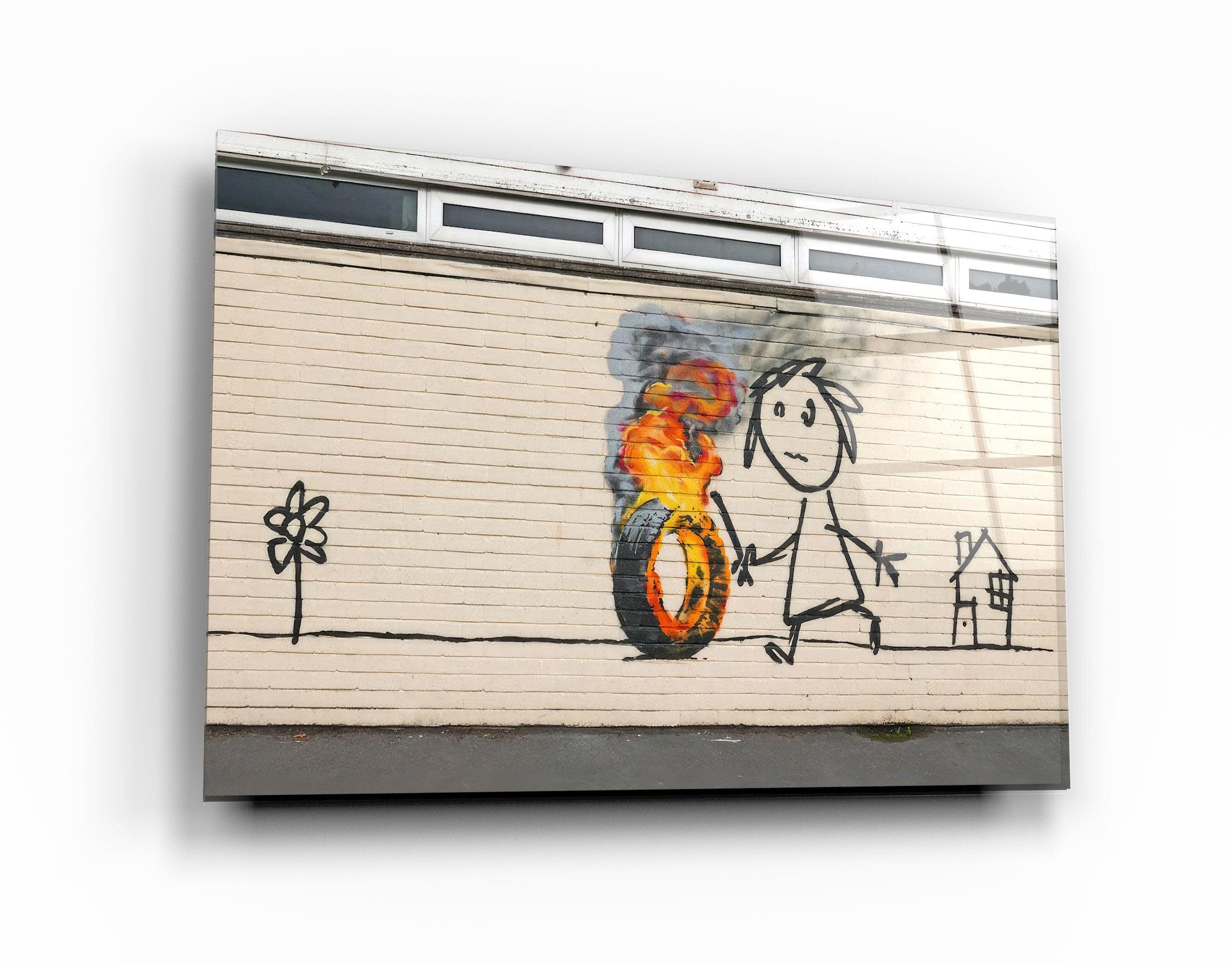 "Banksy - Burning Toy"・Designer's Collection Glass Wall Art