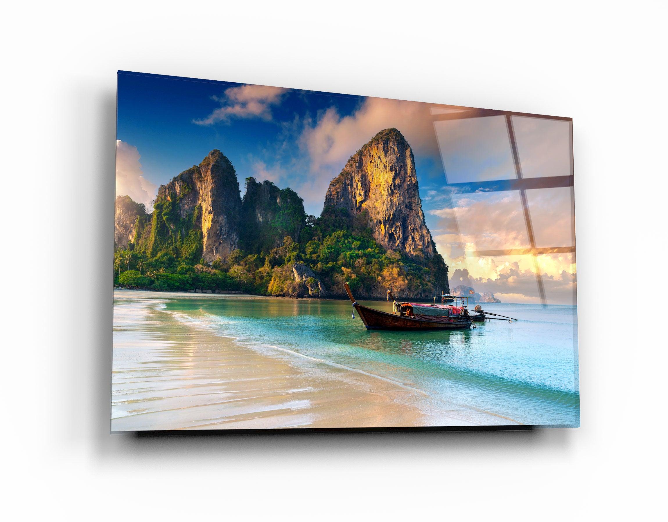 ・"Boat on the Beach - Far East"・Glass Wall Art
