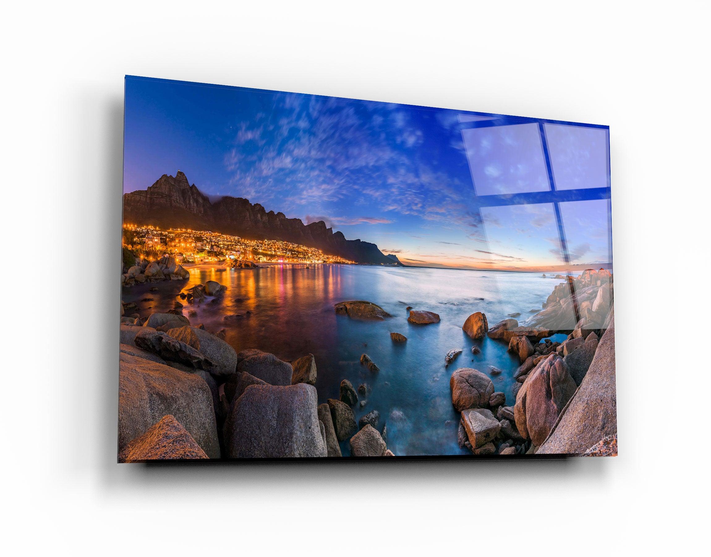 ・"Cape Town's Table Mountain, Lions head & Twelve Apostles"・Glass Wall Art