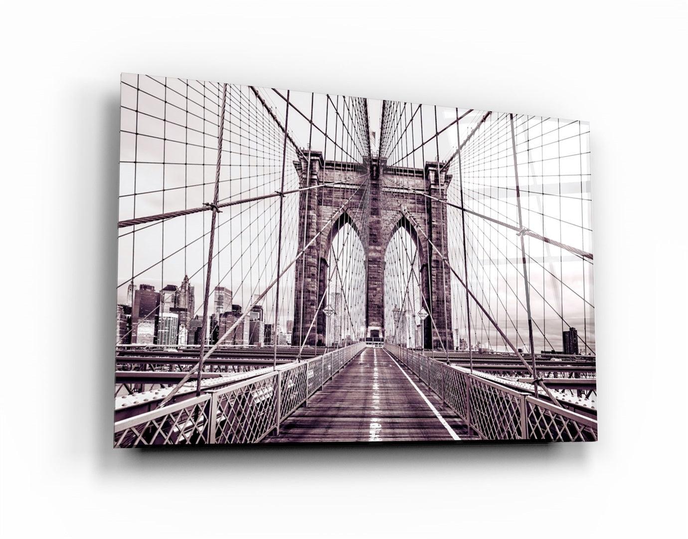 ・"Brooklyn Bridge Retro Bronze"・Glass Wall Art