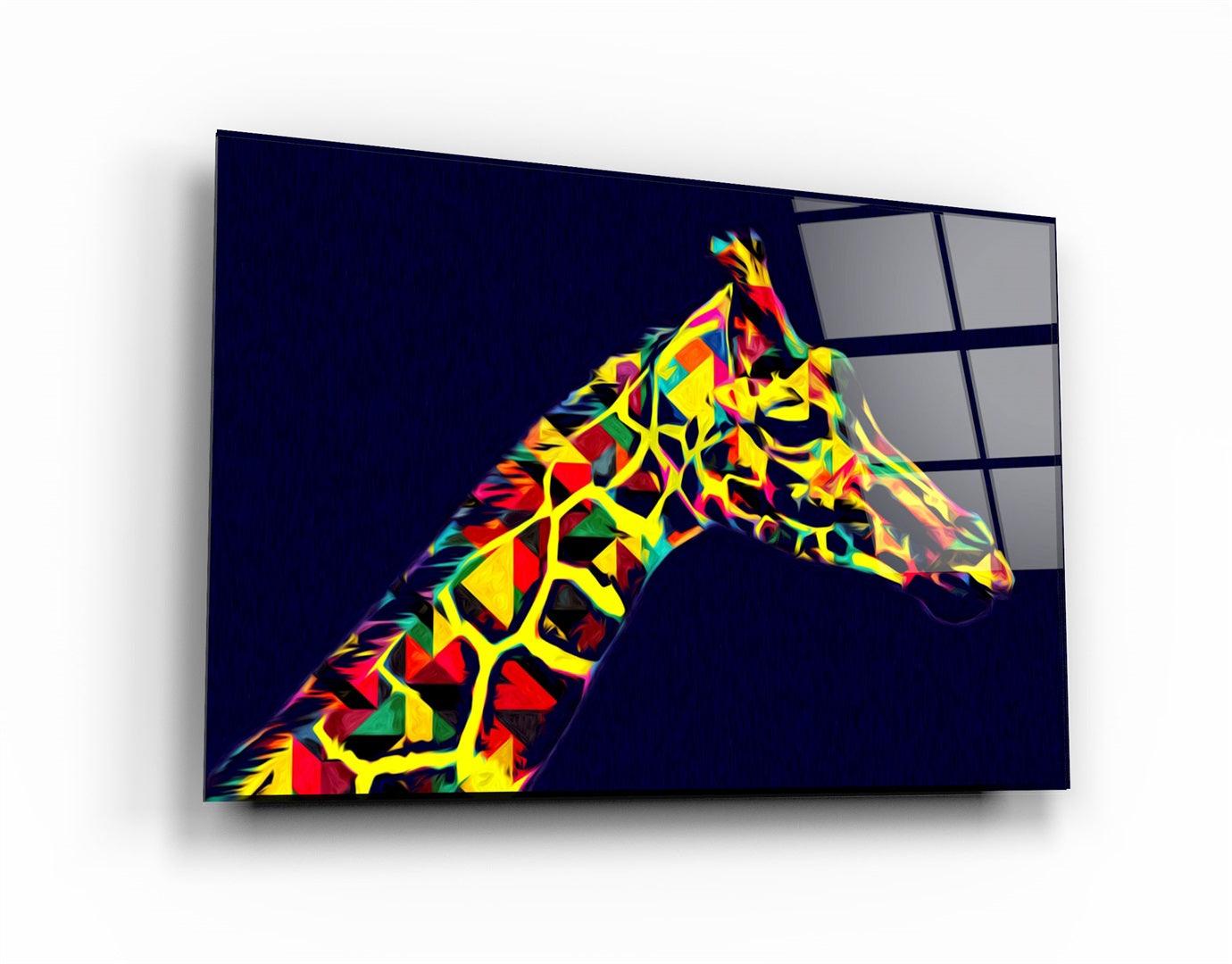 ・"Colormix Giraffe"・Glass Wall Art