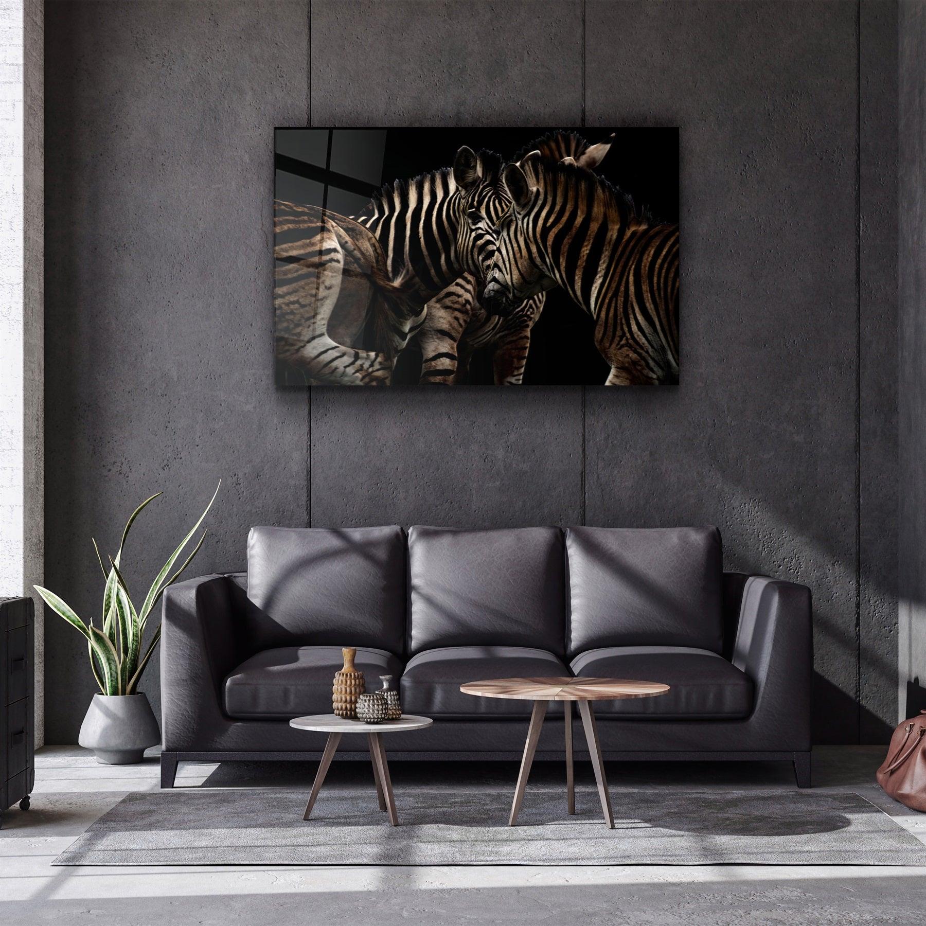 ・"Zebra Family"・Glass Wall Art
