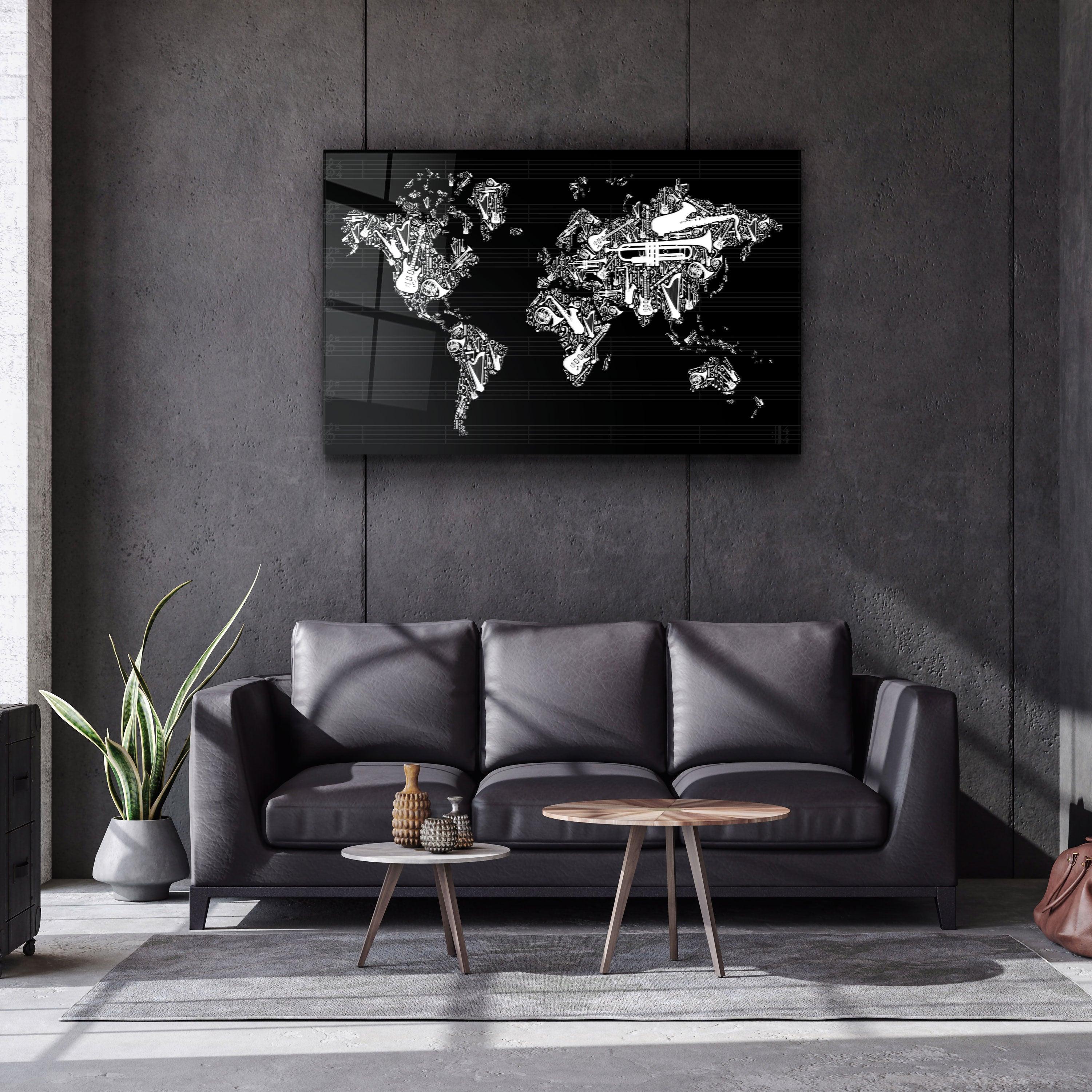 ・"Music World Map"・Glass Wall Art - ArtDesigna Glass Printing Wall Art