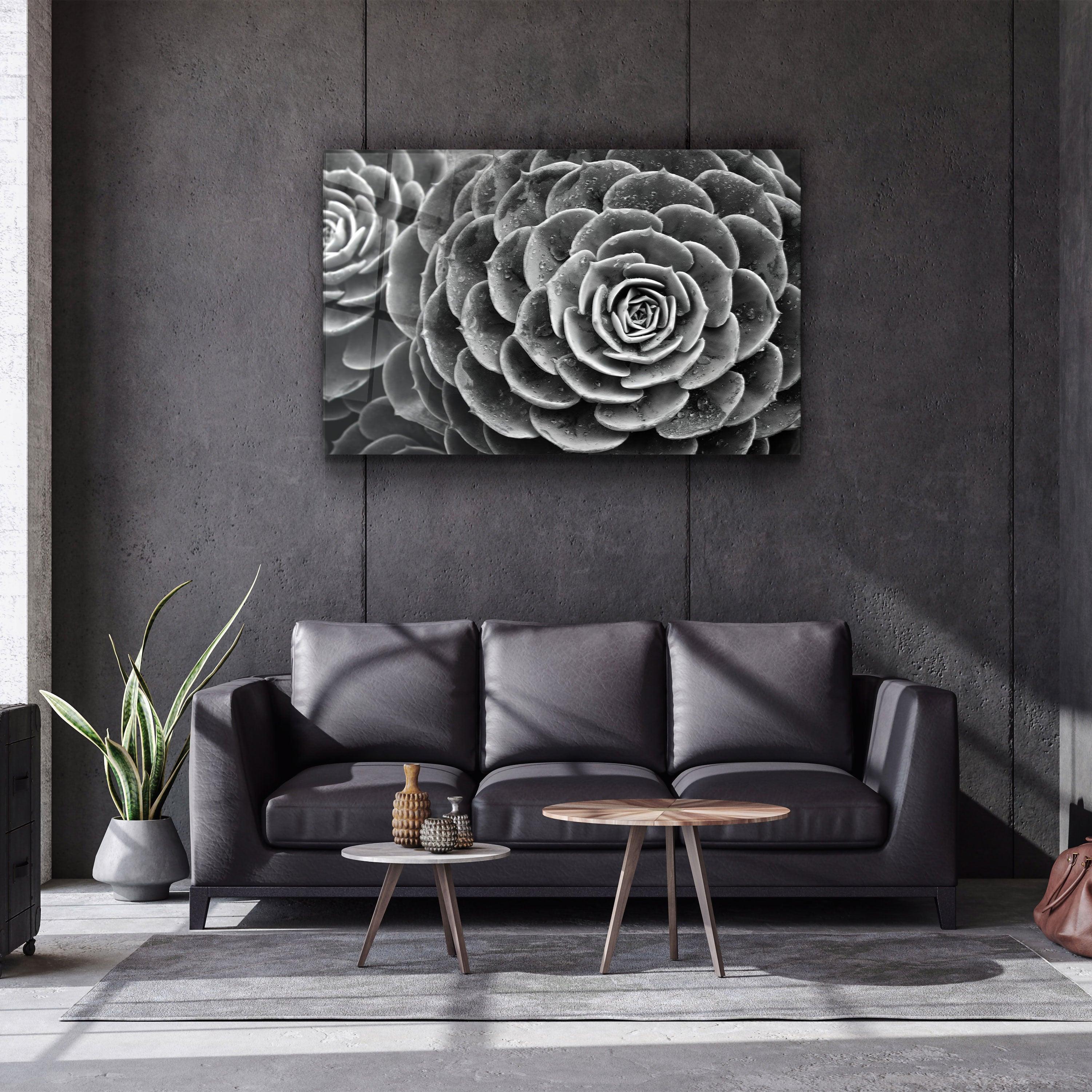 ・"Raindrops On Echeveria"・Glass Wall Art - ArtDesigna Glass Printing Wall Art