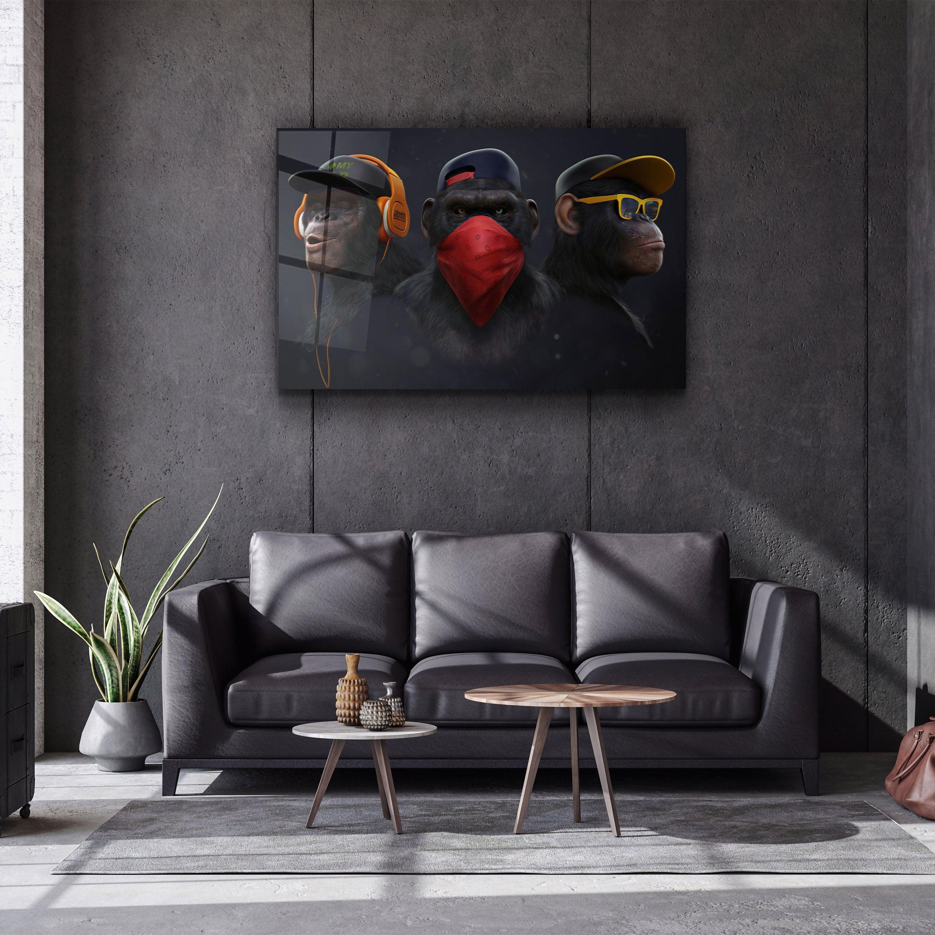 ・"Monkeys Gang"・Glass Wall Art - ArtDesigna Glass Printing Wall Art